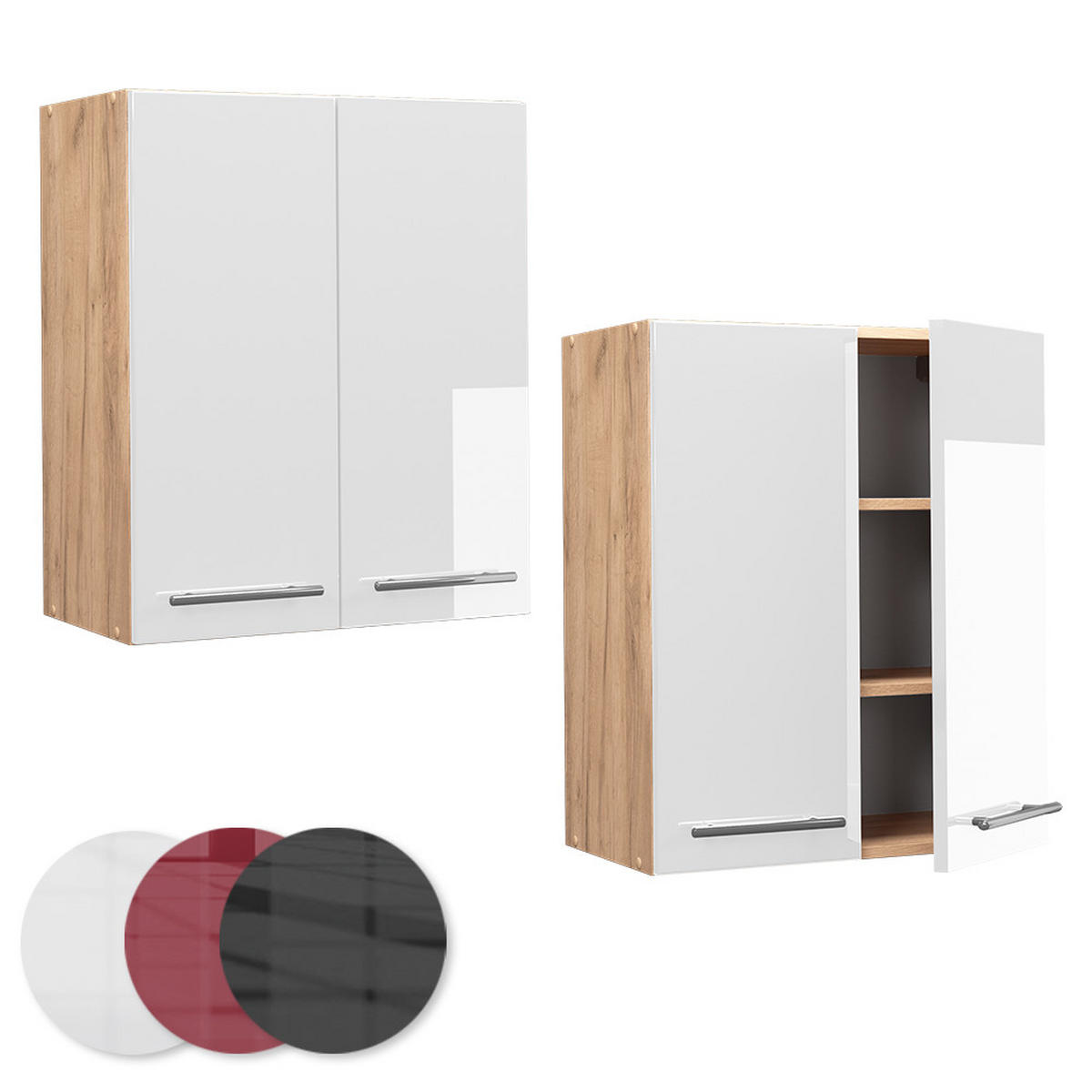 HÄNGESCHRANK Fame-Line Weiß Hochglanz 60 cm - Honigeiche/Weiß Hochglanz, Holzwerkstoff (60/72/34.1cm) - Vicco