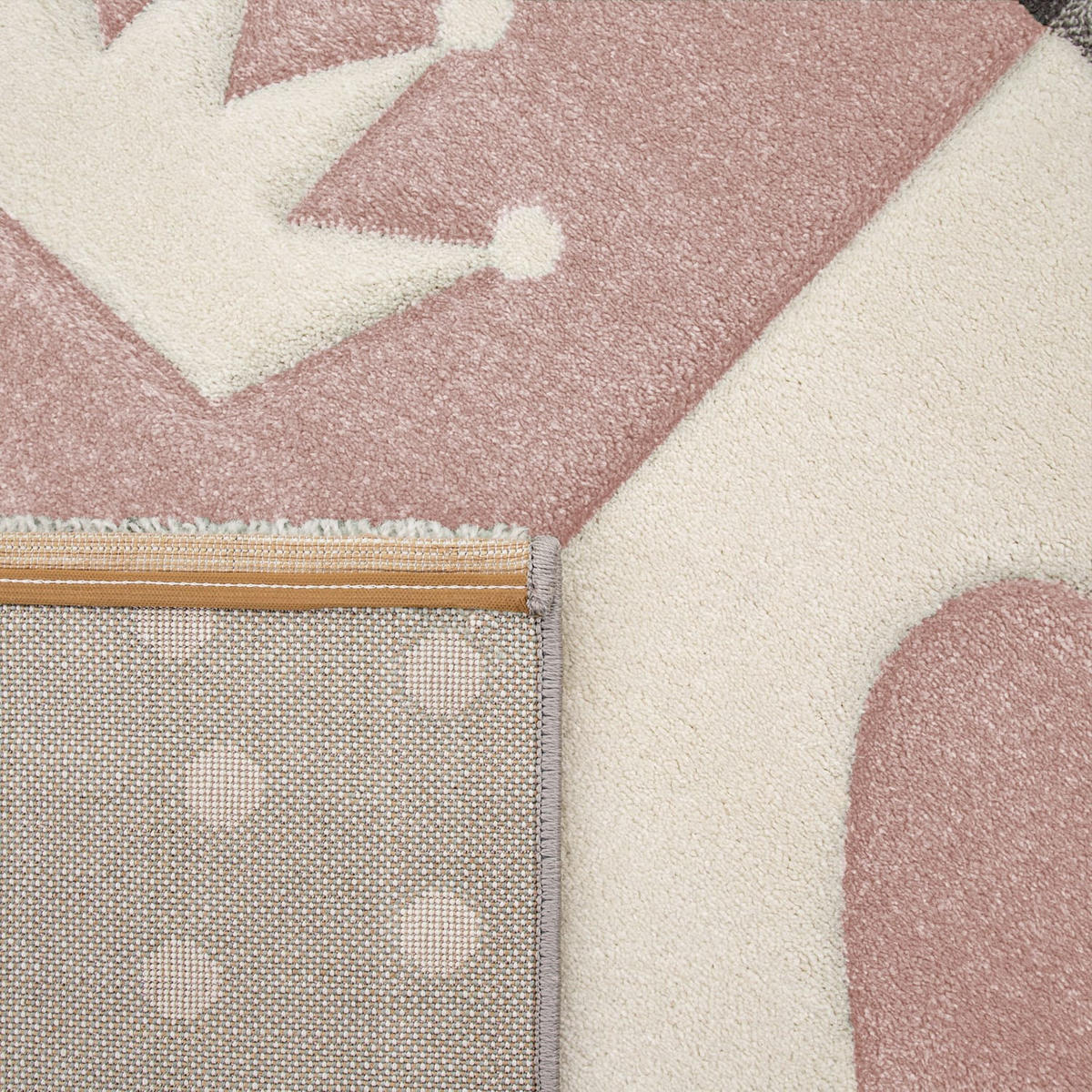 KINDERTEPPICH Herz‑Kronen‑Patchwork‑Muster Kinderzimmer schmutzabweisend Pink Rechteckig 160x230 - Rosa, Textil (160/230cm) - KADIMA DESIGN