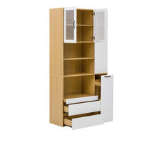 HIGHBOARD 100/200/40 cm Weiß/Natur aus MDF mit Riffelglas - Weiß, Holzwerkstoff (40/200/100cm) - OKMYHOME