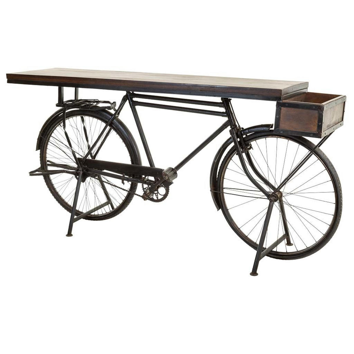 FLURTISCH aus Holz und Metall in Fahrradform, schwarz, 198x50x90 - Multicolor, Metall (50/198/90cm) - Wanderlust
