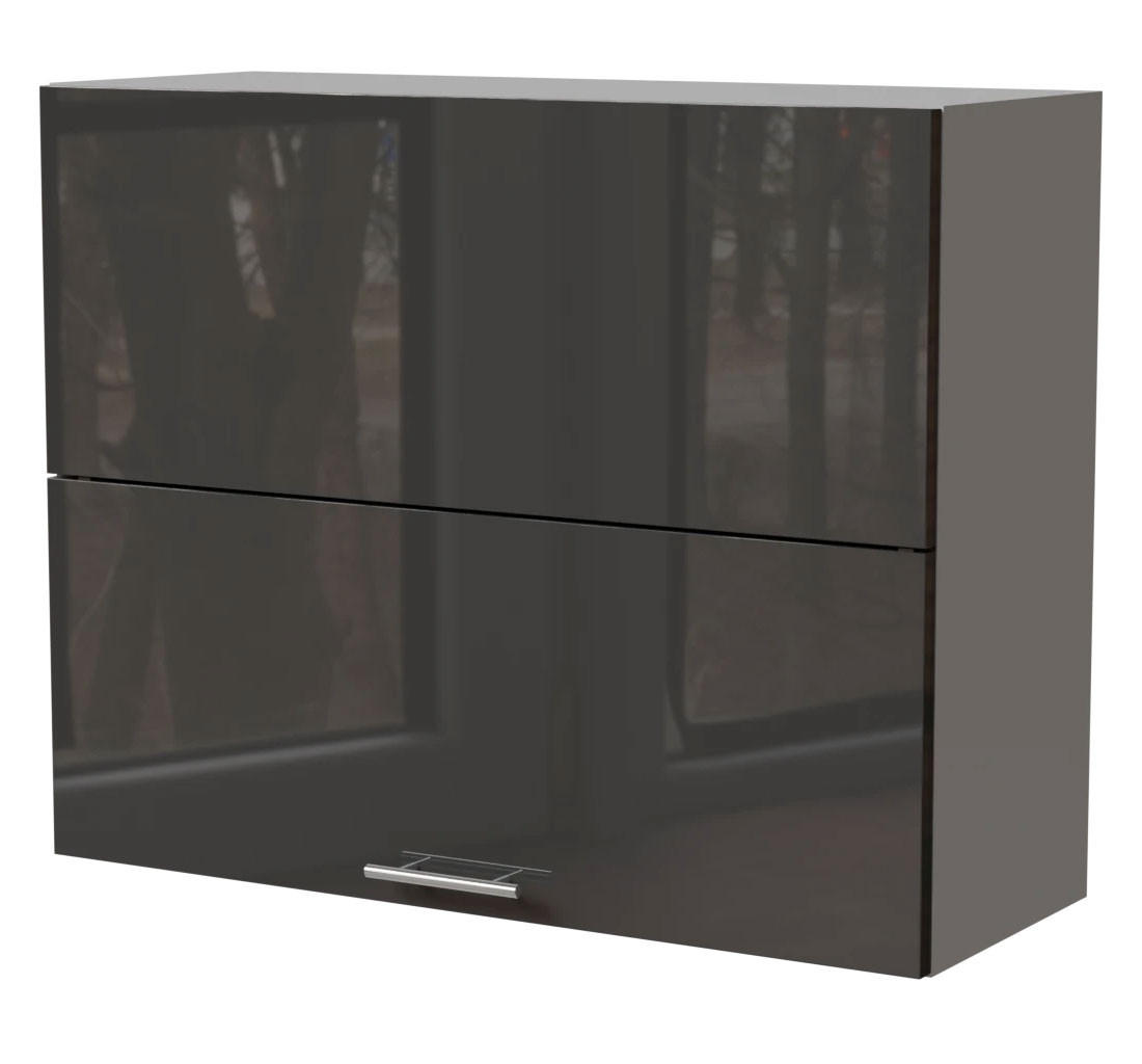 KÜCHENHÄNGESCHRANK Essen W8B/90-AV Graphit Hochglanz / Grau Matt 90 / 32,5 / 72cm - Graphitfarben/Grau, Holz/Holzwerkstoff (90/72/32.5cm) - Feldmann-Wohnen