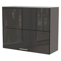 KÜCHENHÄNGESCHRANK Essen W8B/90-AV Graphit Hochglanz / Grau Matt 90 / 32,5 / 72cm - Graphitfarben/Grau, Holz/Holzwerkstoff (90/72/32.5cm) - Feldmann-Wohnen