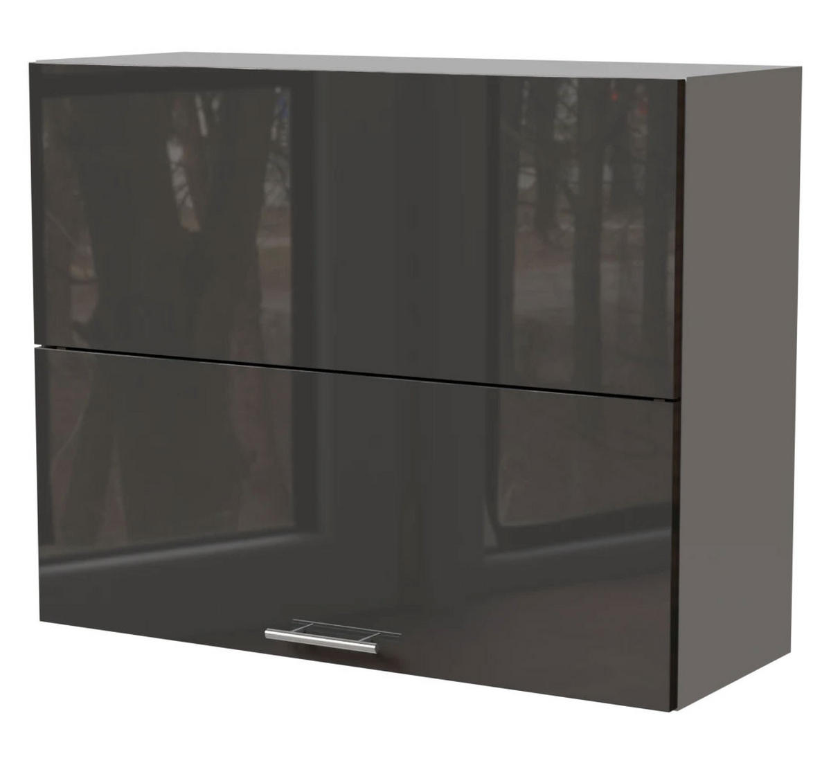 KÜCHENHÄNGESCHRANK Essen W8B/90-AV Graphit Hochglanz / Grau Matt 90 / 32,5 / 72cm - Graphitfarben/Grau, Holz/Holzwerkstoff (90/72/32.5cm) - Feldmann-Wohnen