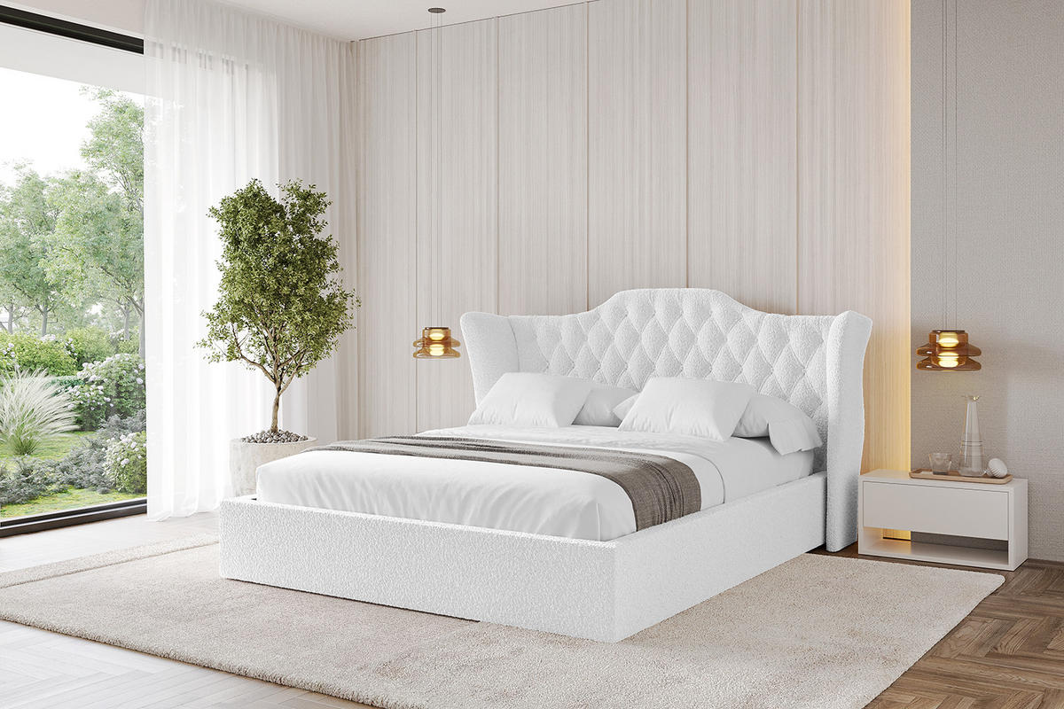 POLSTERBETT mit Bettkasten und Lattenrost, Bett mit Matratze H3/H4 - ZORAN 180x200 Weiß - Weiß, Holzwerkstoff/Textil (180/200cm) - ALTDECOR