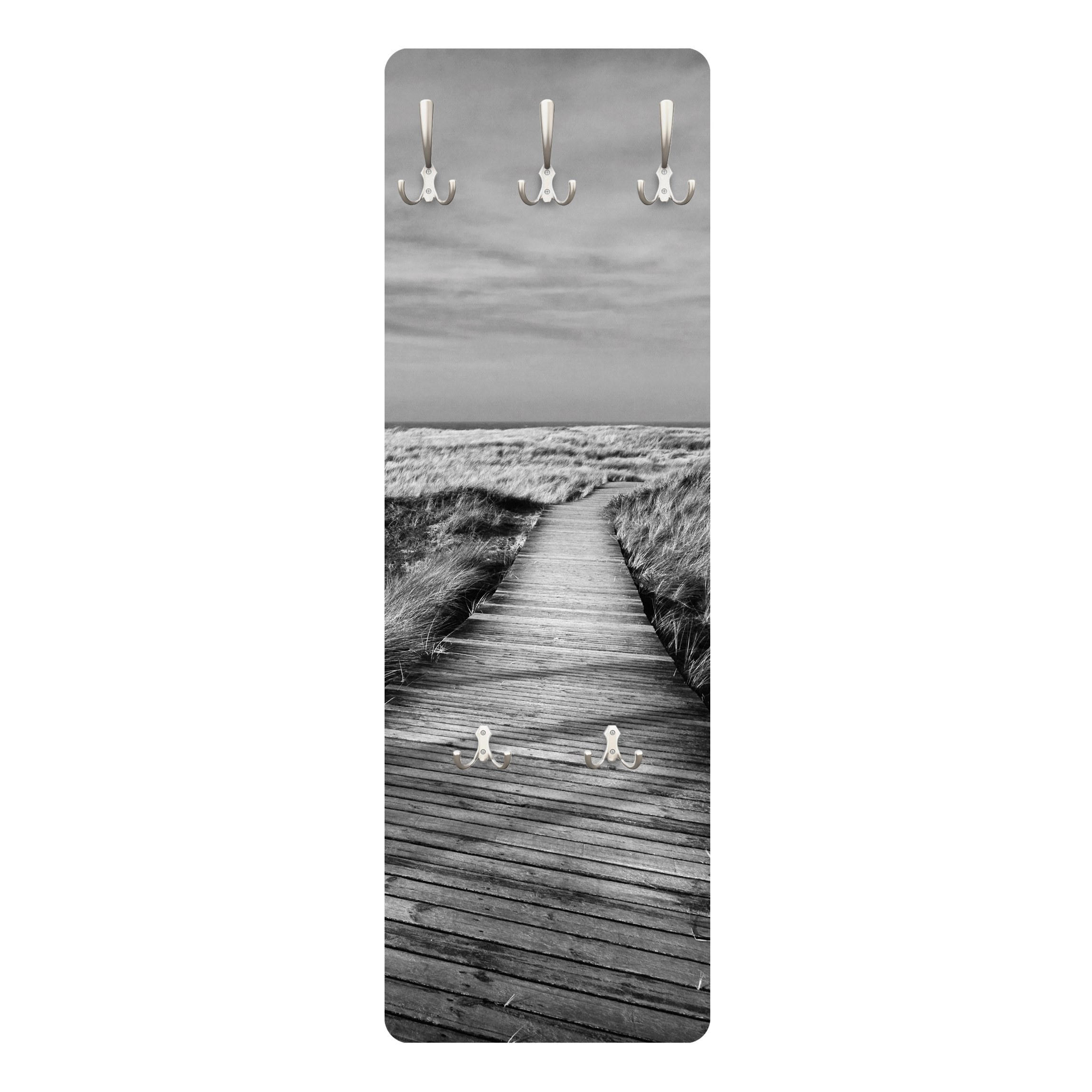 WANDGARDEROBE - Dünenweg auf Sylt II 34/105 cm - Schwarz, Holzwerkstoff (34/105/1.6cm) - Bilderwelten