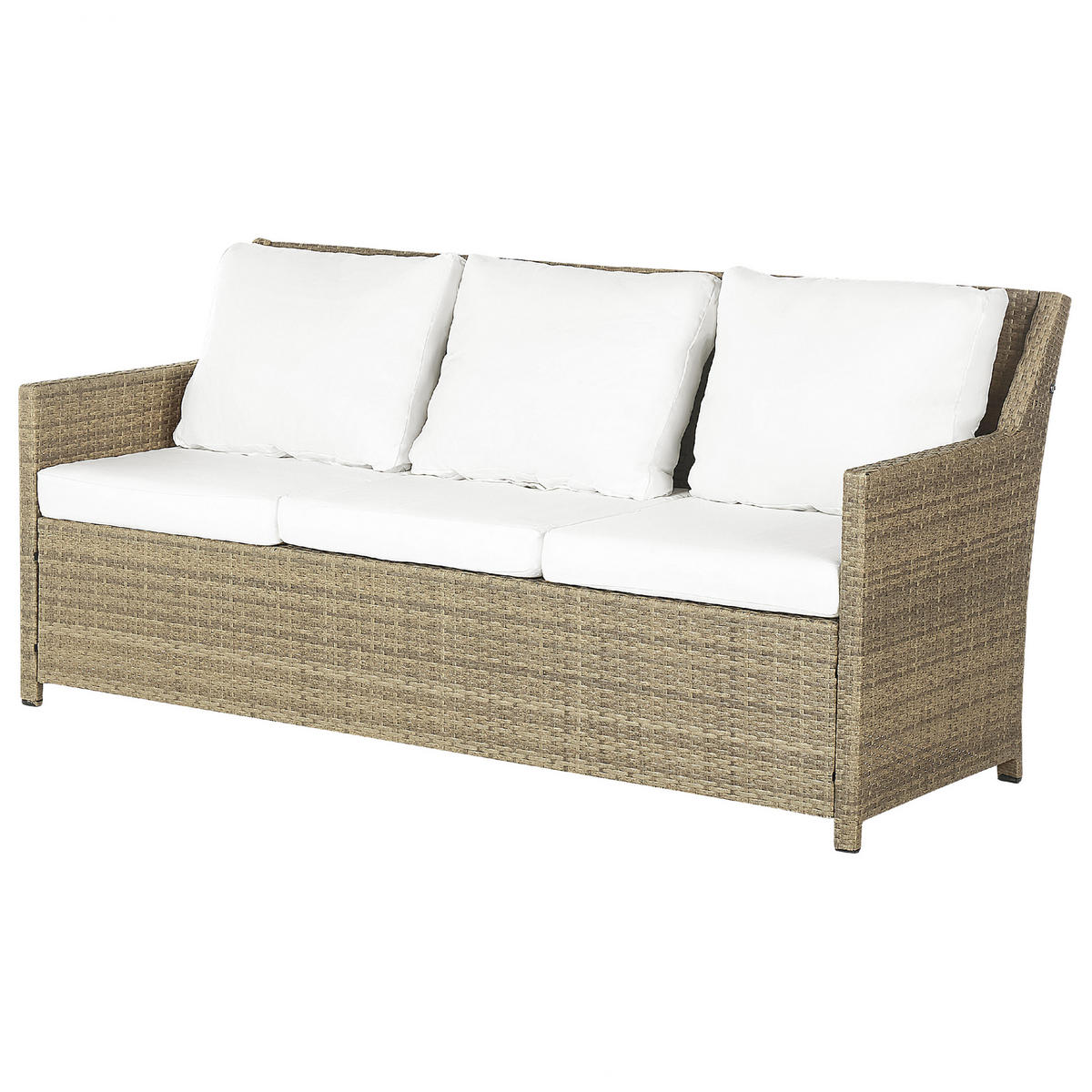 LOUNGE SET 5-Sitzer Rattan Auflagen weiß Fonti - Weiß/Braun, Kunststoff - Beliani