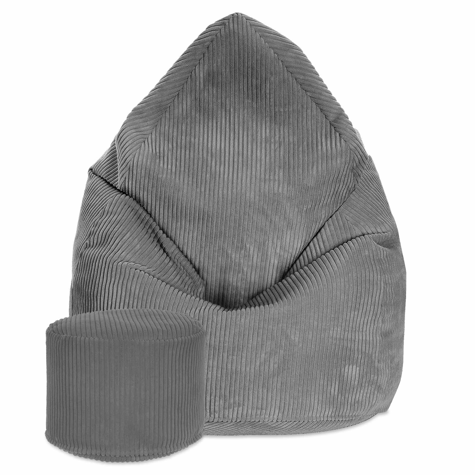 SITZSACK MIT FUßSTÜTZE Kordsamt 2-tlg Frost Gray S - Grau, Textil (70/105/70cm) - Dreamroots