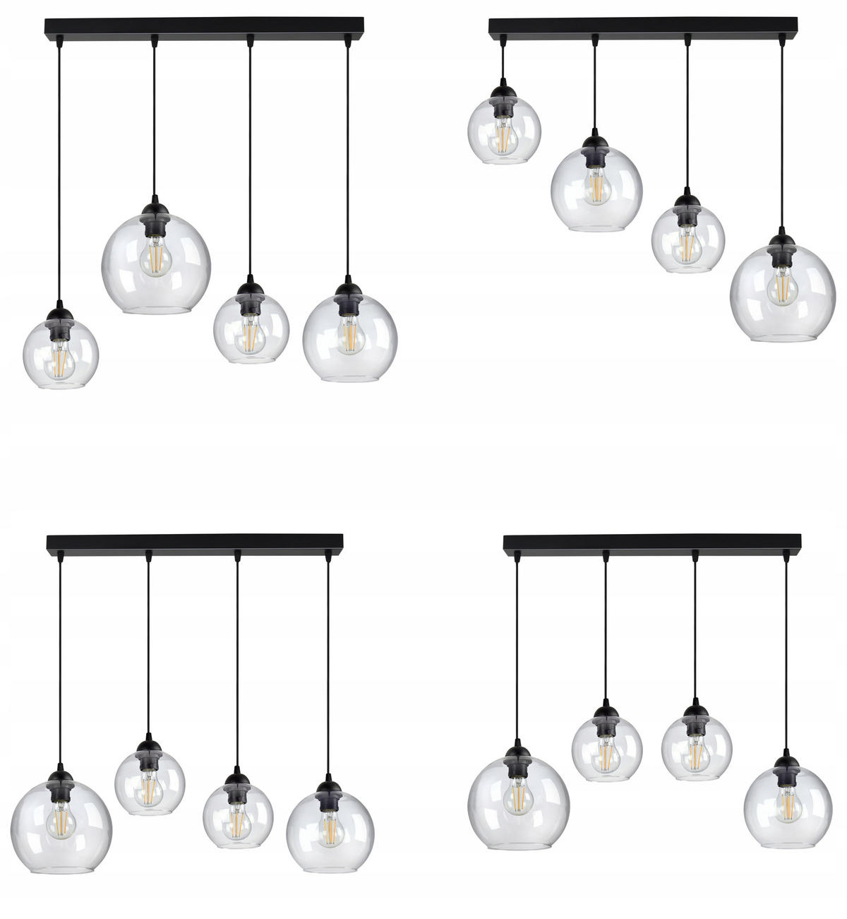 PENDELLEUCHTE HAGEN - Transparent/Schwarz, Glas/Metall (20/90/80cm) - kiki design