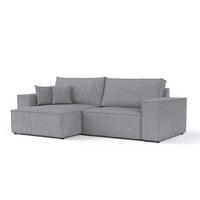 ECKSOFA CAVO mit Schlaffunktion Grau im Neve Stoff - Schwarz/Grau, Holz/Holzwerkstoff (255/148cm) - AltaBeds
