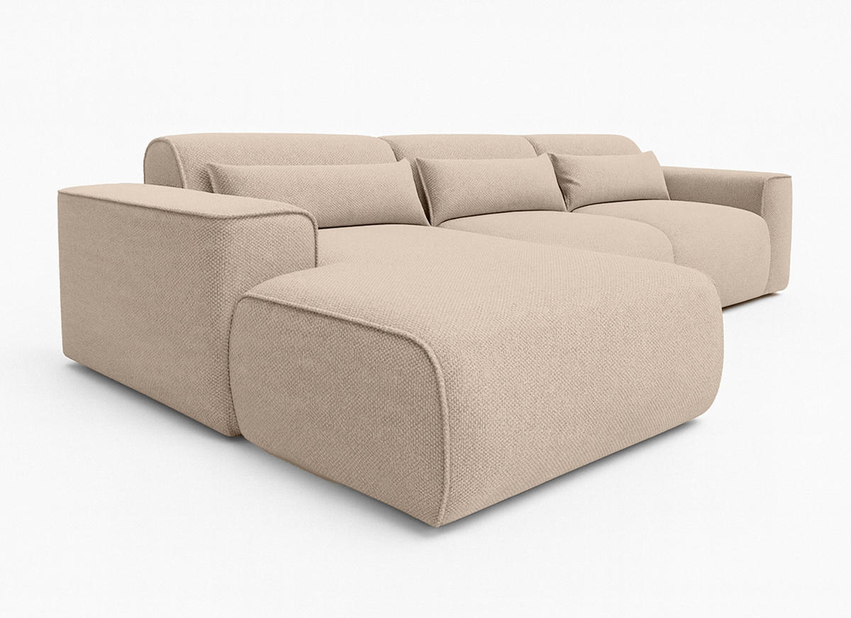 ECKSOFA L Form Ruyam Beige 310/165/78 cm – Schlaffunktion Links - Beige/Schwarz, Kunststoff/Textil (170/310cm) - AX Living