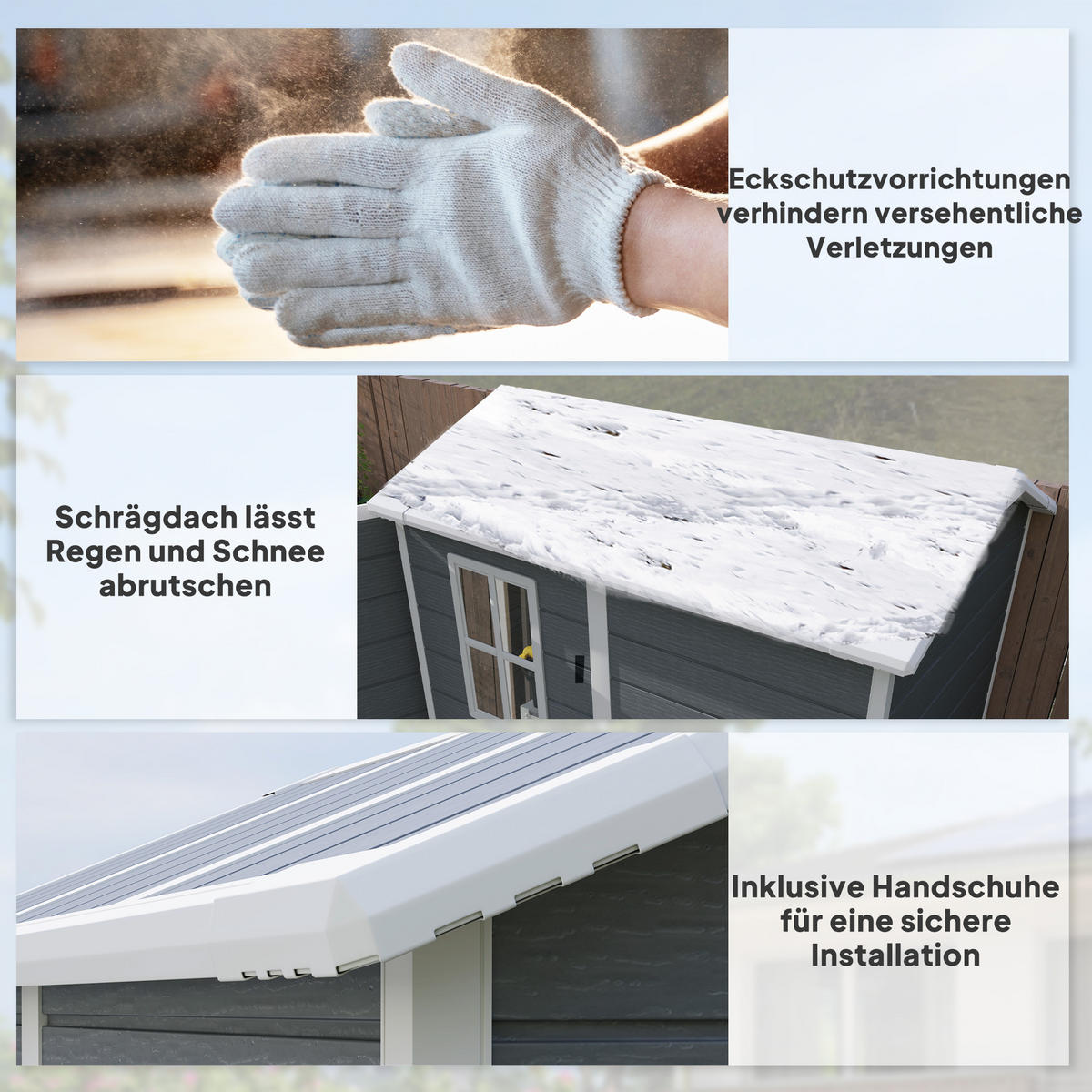 GERÄTEHAUS 2,1m², Wasserdicht Gartenhaus mit Boden Pultdach Geräteschuppen - Grau, Kunststoff (131/198/186cm) - Outsunny