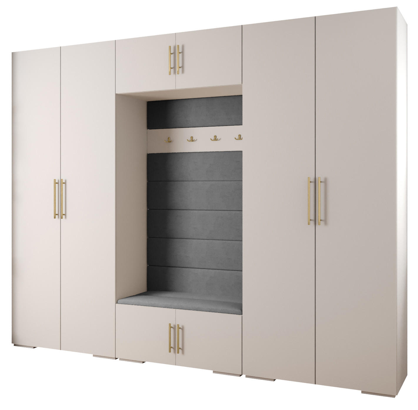 GARDEROBEN-SET 236,7/300/47 - Goldfarben/Weiß, Holz/Kunststoff (300/236.7/47cm) - Abiks Möbel