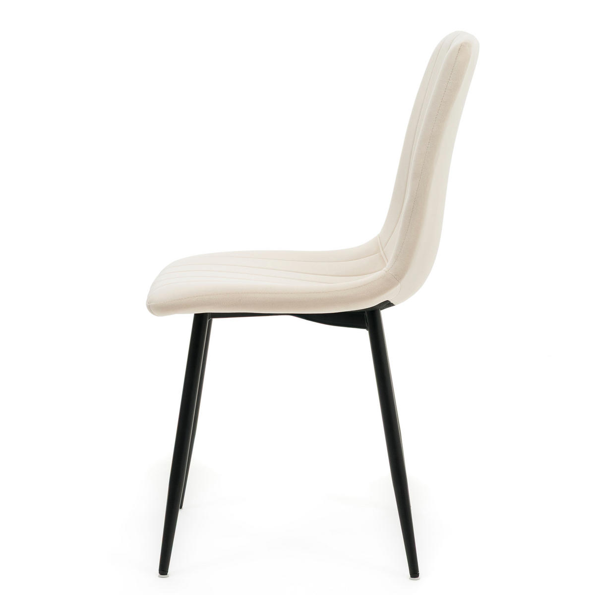 STUHL GELA gepolstert mit Steppung - beige - Samt Velours - Beige/Schwarz, Textil/Metall (45/89/53cm) - NEW HOME