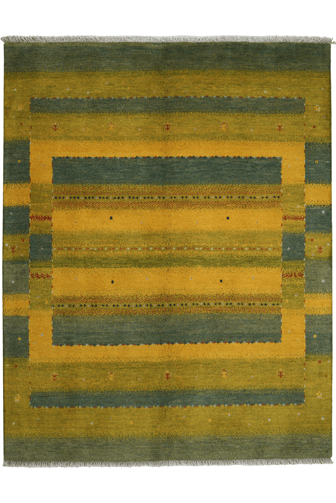 GABBEH-TEPPICH handgeknüpft Rizbaf Grün 199/155 cm Schurwolle - Grün, Textil (155/199cm) - Looma