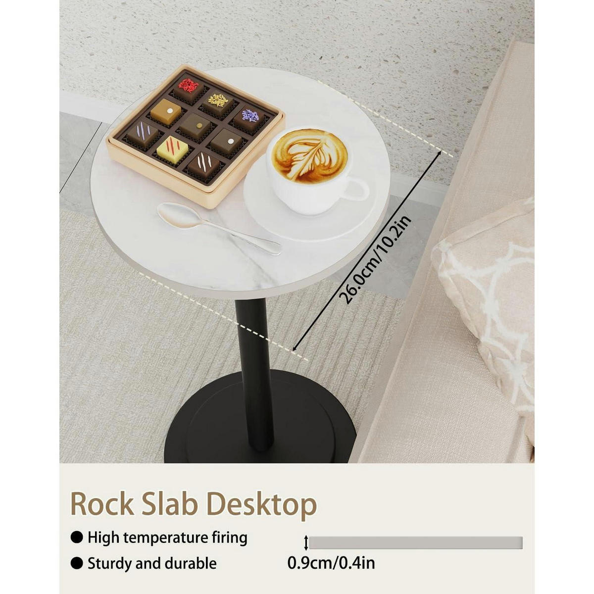BEISTELLTISCH höhenverstellbar Metall Weiß 45-78 cm - Weiß, Metall (26.5/26.5/75cm)