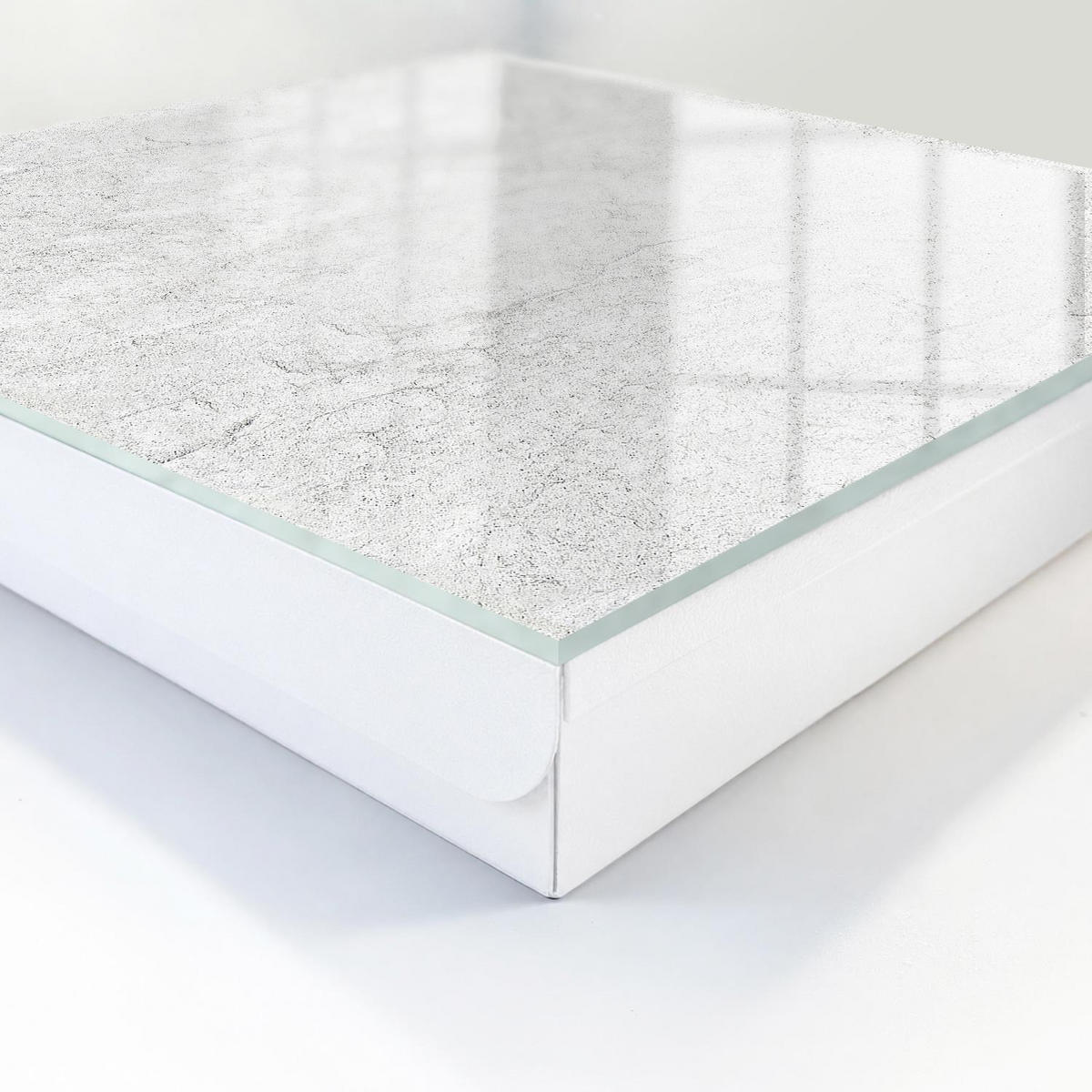 SCHLÜSSELBOX Weiß 30x30 cm – Türöffnung nach rechts - Zarter Stein - Weiß, Metall (30/30/5cm) - TULUP