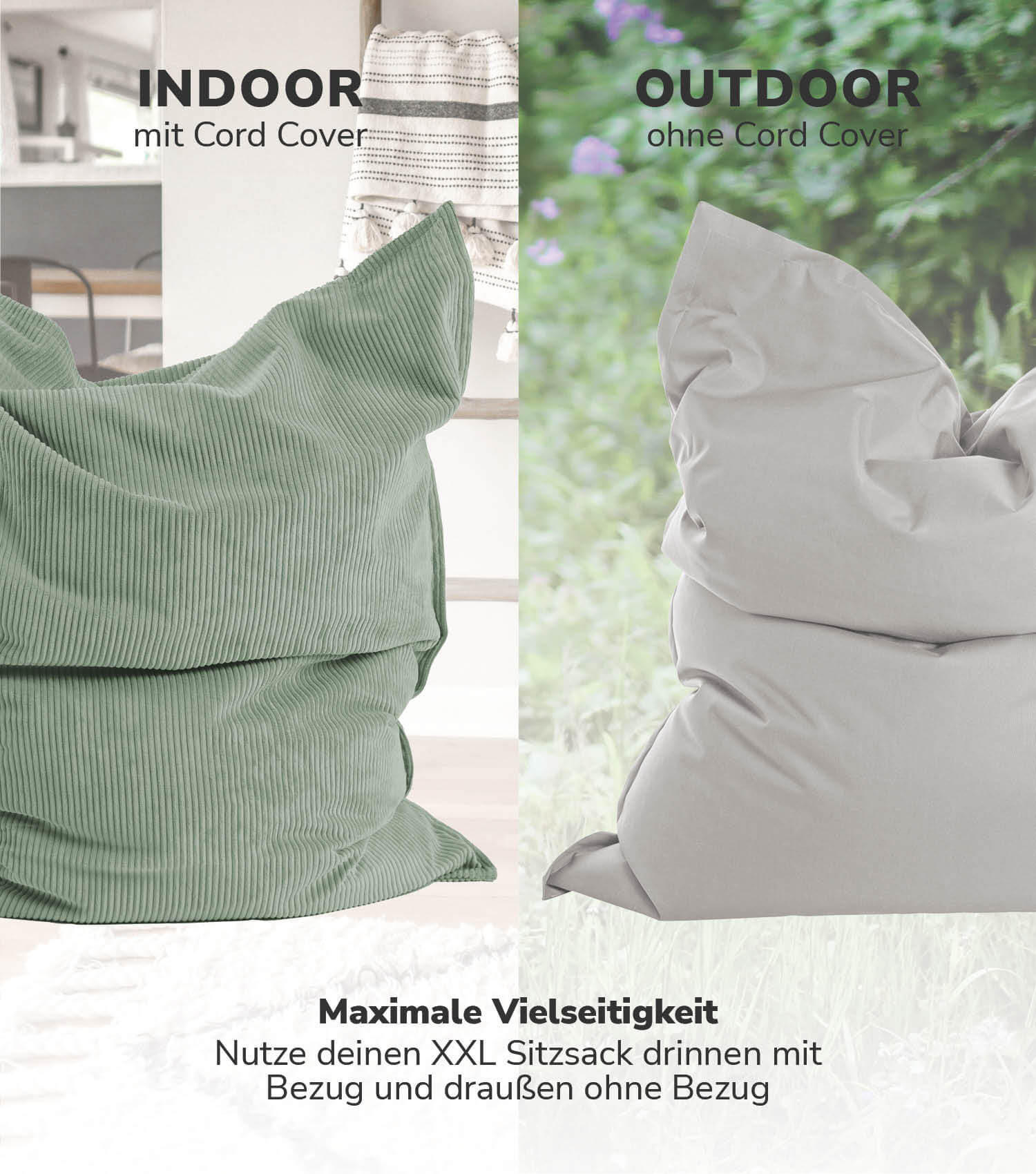 SITZSACK BEZUG Das Kuschel-Cover - Mintgrün, Textil (130/20/170cm) - Mokebo