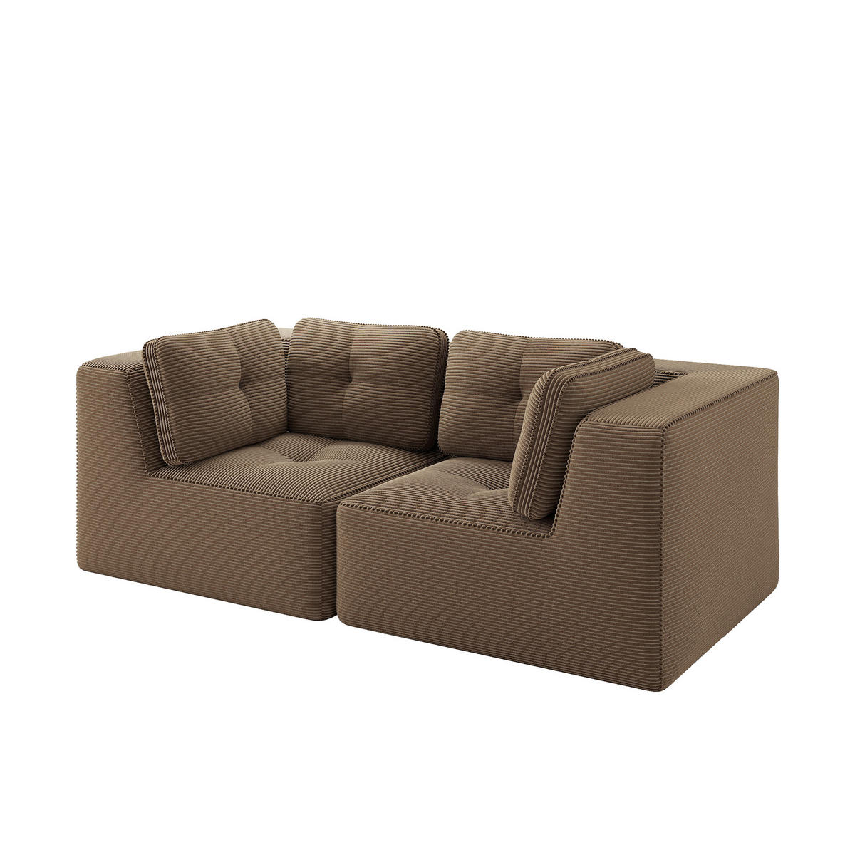 2-SITZER Sofa 208x104x69 cm aus Cordstoff rahmenlos modular, braun - Braun, Textil (104/69/208cm)