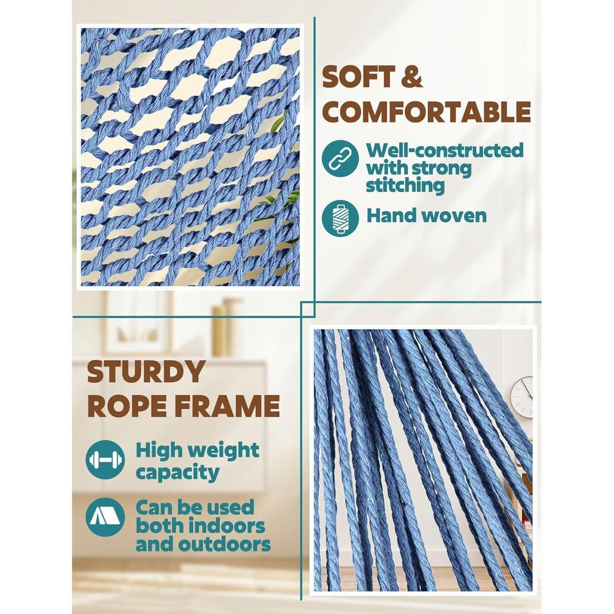 HÄNGESESSEL Baumwolle Hellblau 240 x 80 cm - Hellblau, Textil (80/1.5/240cm)