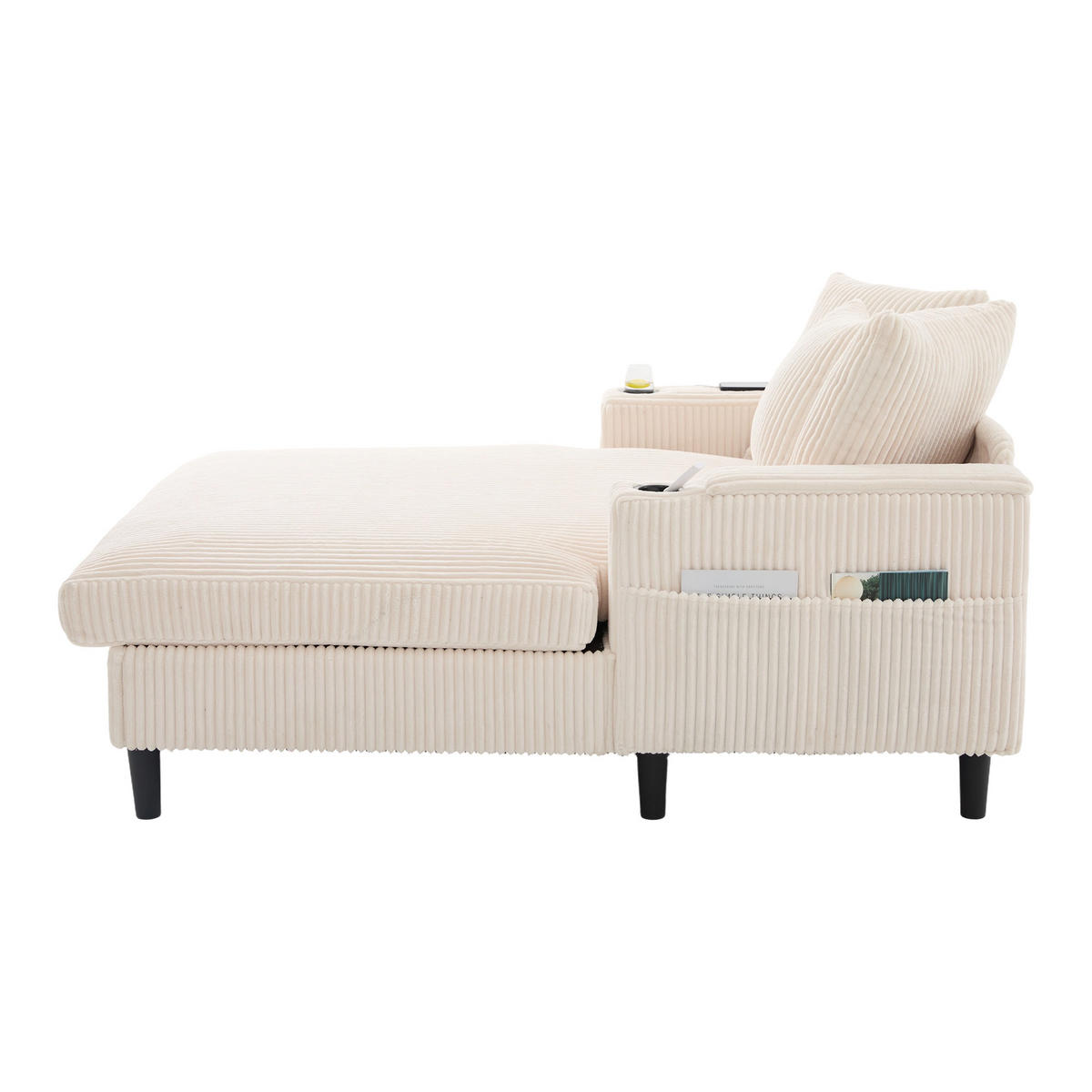 RELAXLIEGE XXL Polsterliege,Relaxsessel,Cord,Beige - Beige, Textil (129/70/170cm) - LVHOM