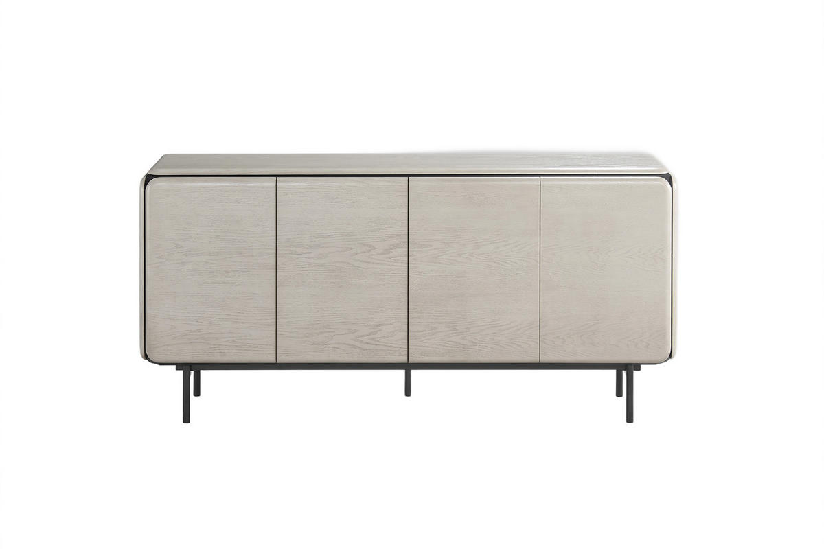 SIDEBOARD AVRIL Grau Eiche - Schwarz/Grau, Holzwerkstoff/Metall (181/87/40cm) - KAWOLA