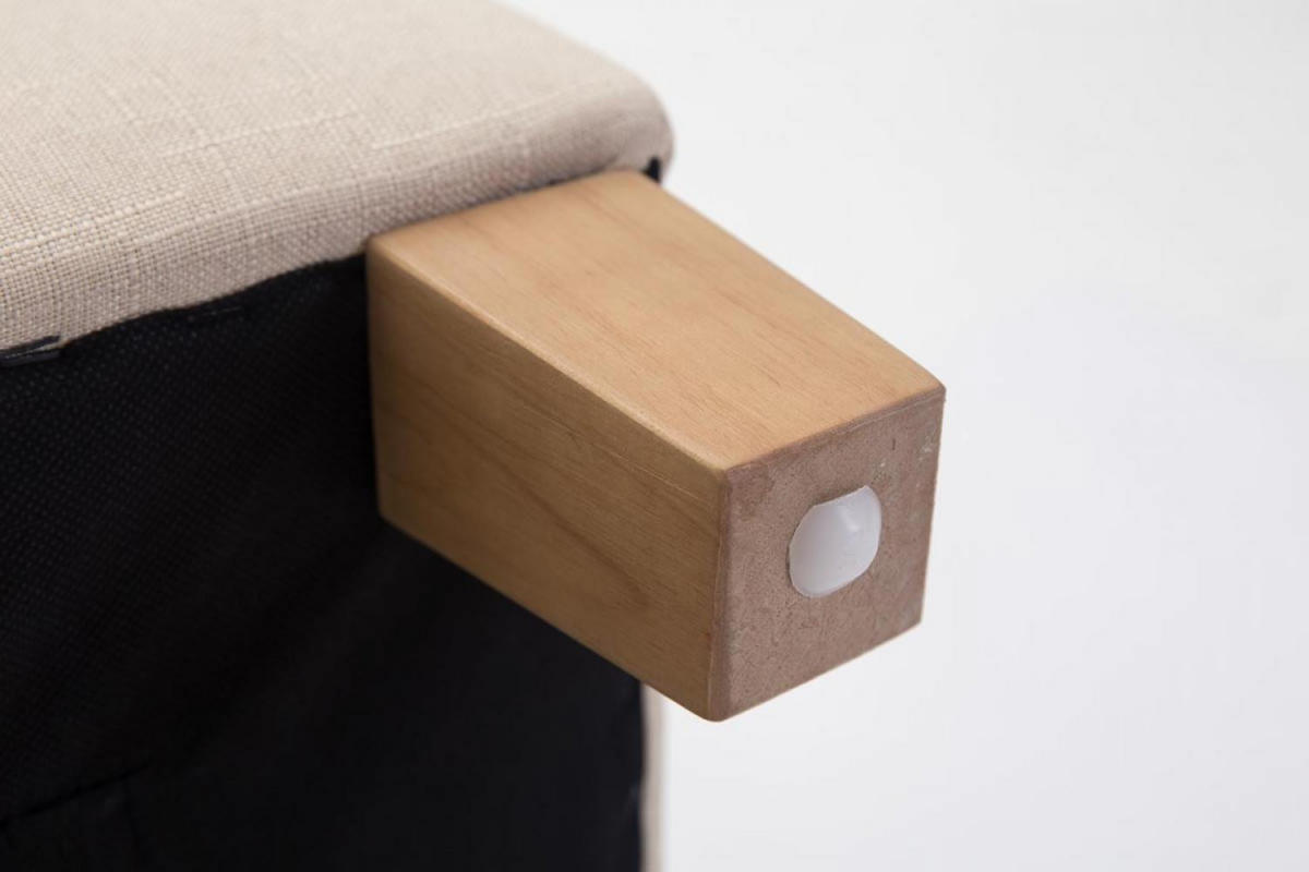 SITZWÜRFEL eckig 45/45/46 cm Stoff creme - Creme/Naturfarben, Holz/Textil (45/46/45cm) - CLP