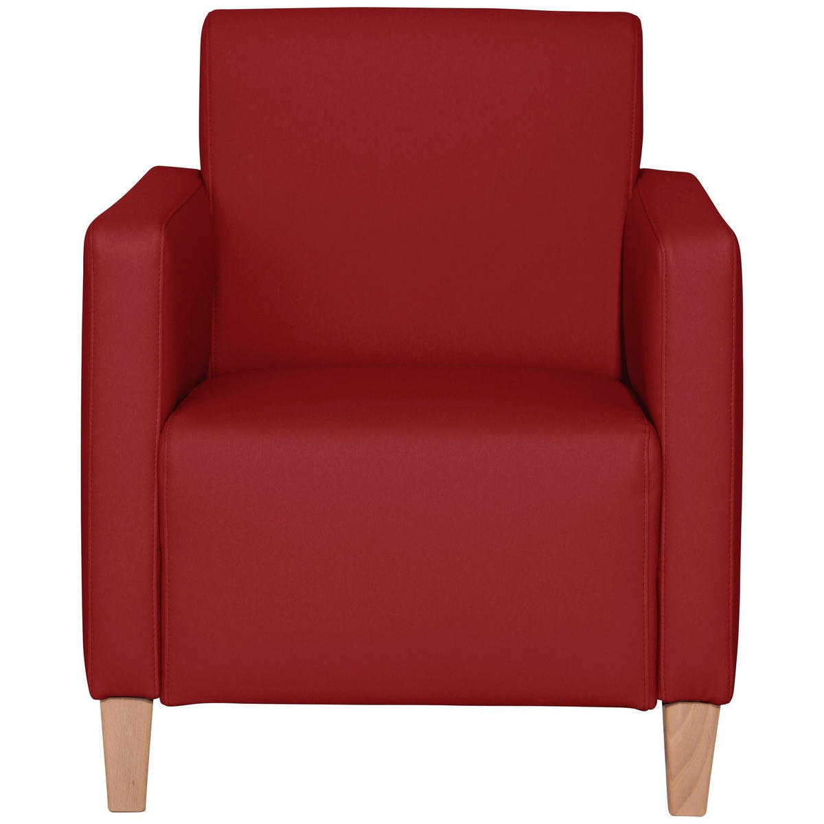 SESSEL Karol Bezug Kunstleder Buche natur / chili - Dunkelrot, Kunststoff (71/81/70cm) - 58aufmkessel