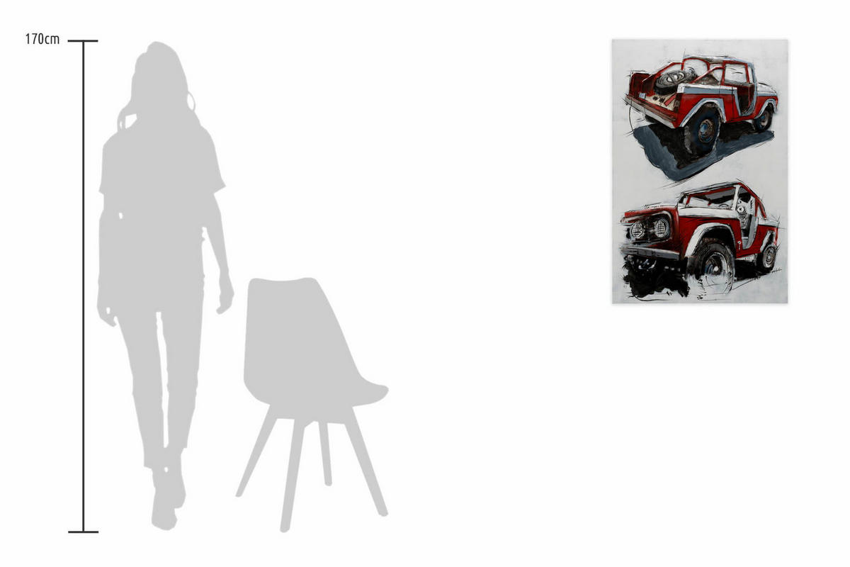 METALLBILD Rot 60/90 cm - Rot/Grau, Metall (4.8/90cm) - KUNSTLOFT