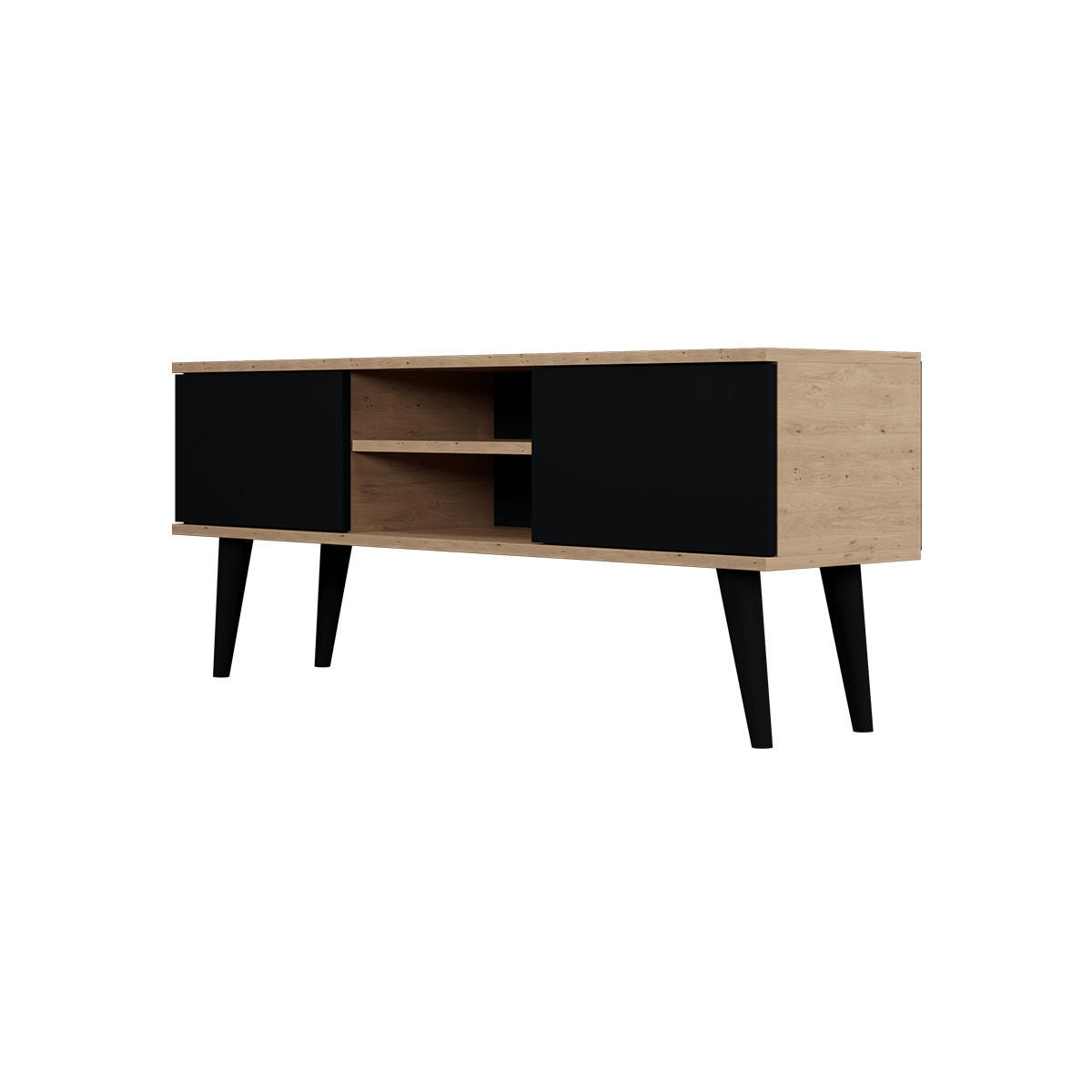 TV OMARICA Toronto Črna in les - črna/rjava, leseni material (120/35/55cm) - Petits-meubles