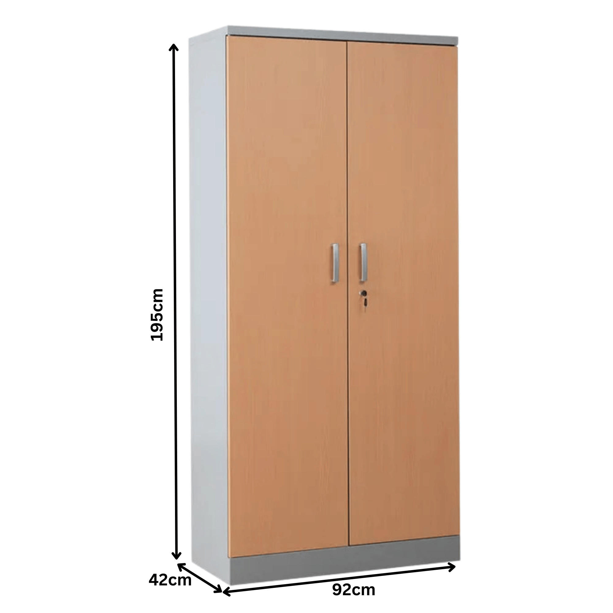 AKTENSCHRANK Beetle 4 Fachböden 195x92x42 cm Silber & Buche - Buchefarben, Metall (92/195/42cm)