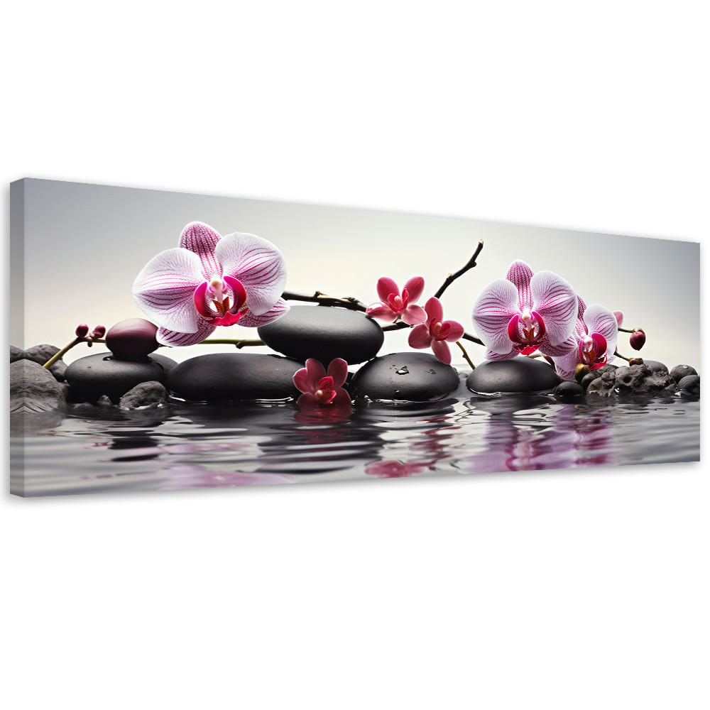WANDBILD steine zen spa - Pink, Textil (90/30cm) - Feeby