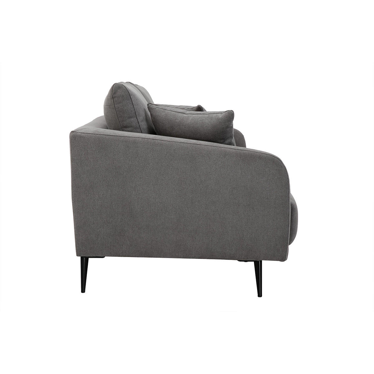 SOFA 3-Sitzer Grauer Stoff Samtdesign Schwarzes Metall JERRY - Hellgrau, Textil (93/84/209cm) - Miliboo