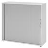 ROLLLADENSCHRANK - 3 Ordnerhöhen 40/120/110 cm in Grau/Silberfarben Bogengriff (Metall) - Silberfarben/Grau, Holzwerkstoff (120/110/40cm) - bümö