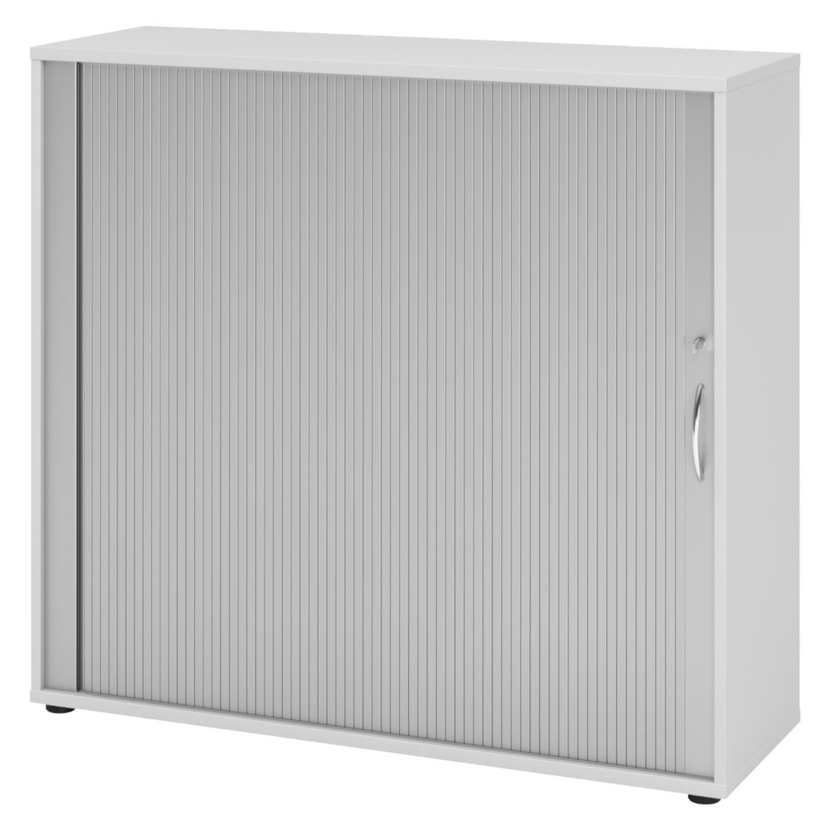 ROLLLADENSCHRANK - 3 Ordnerhöhen 40/120/110 cm in Grau/Silberfarben Bogengriff (Metall) - Silberfarben/Grau, Holzwerkstoff (120/110/40cm) - bümö
