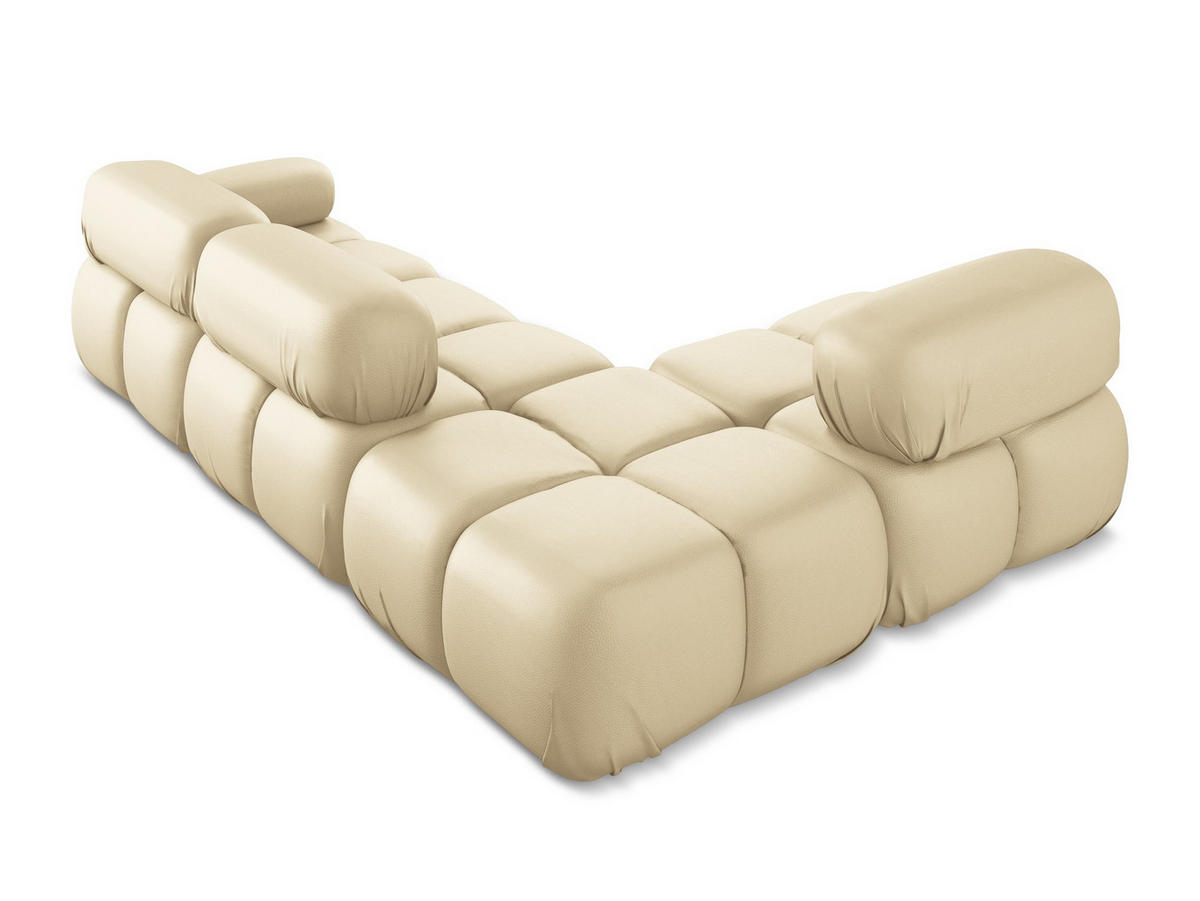 ECKSOFA Links Kunstleder Beige - Beige/Schwarz, Leder/Kunststoff (190/285cm) - Makamii