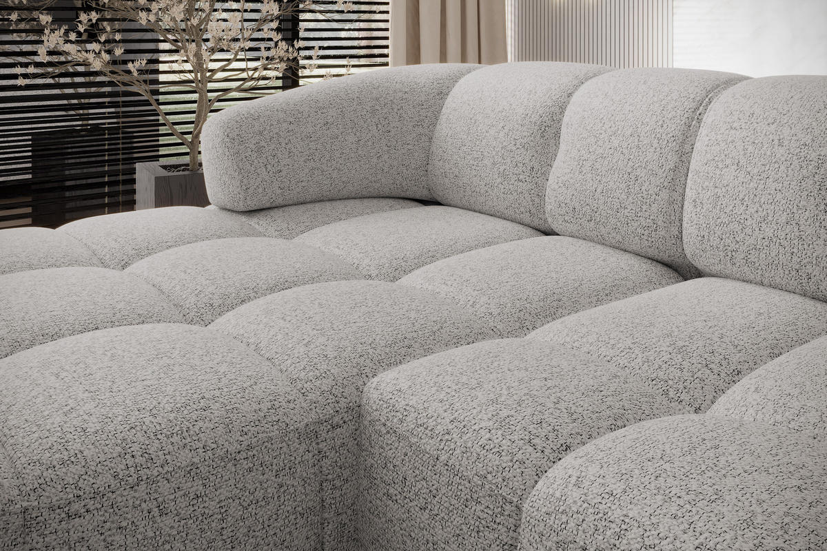 ECKSOFA Wesper S – Eckcouch mit Elektrischer Sitzverstellung, L-förmig, Freistehend, Relaxfunktion, 183x284x79 cm – Rechte, Hellgrau - Hellgrau, Holz/Textil (284/113cm) - DomoHome