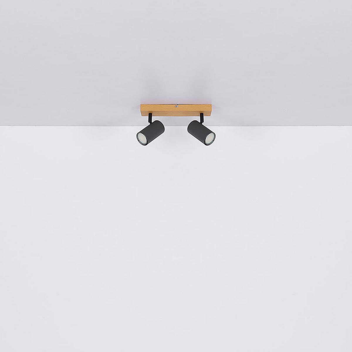 DECKENSTRAHLER Metall Holzoptik Braun 2 flammig - Braun, Metall (26/6/12cm) - Globo Lighting