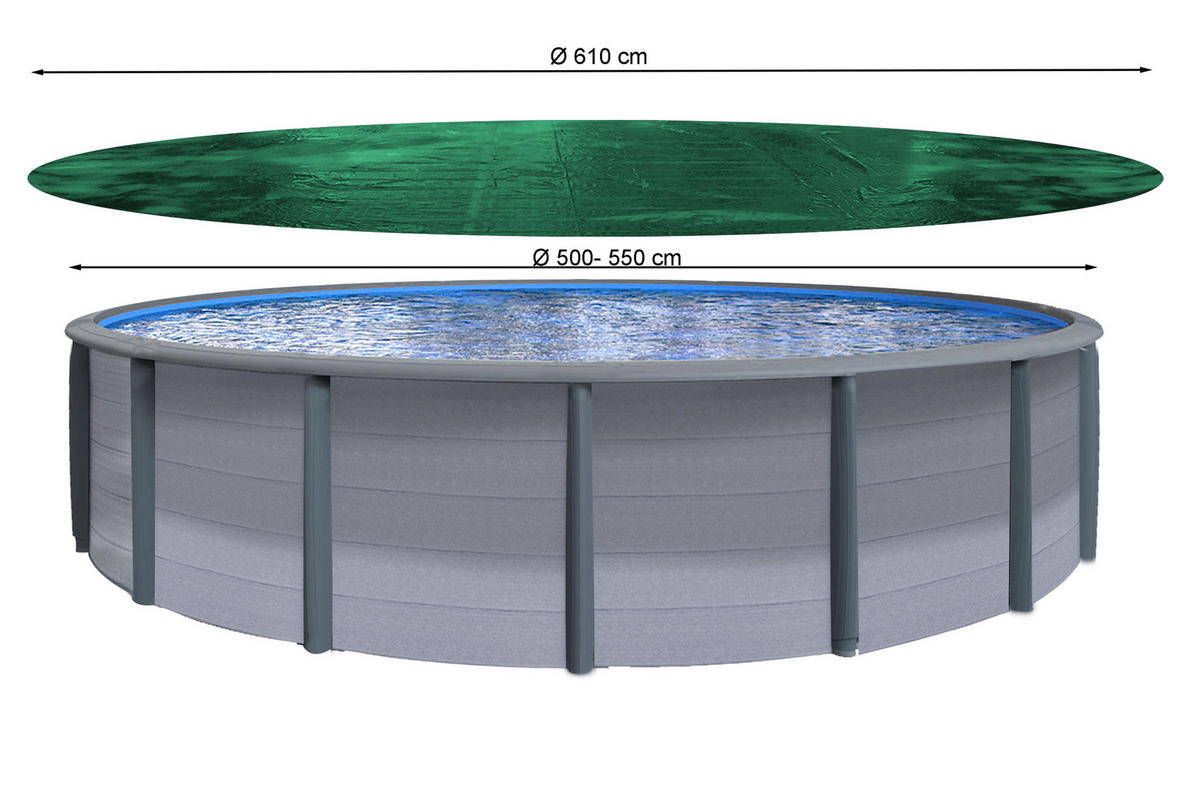 POOLABDECKUNG Rund Planenmaß Ø 610 cm für Pool 500-550 cm Grün - Grün, Kunststoff (610/610cm) - QUICK STAR