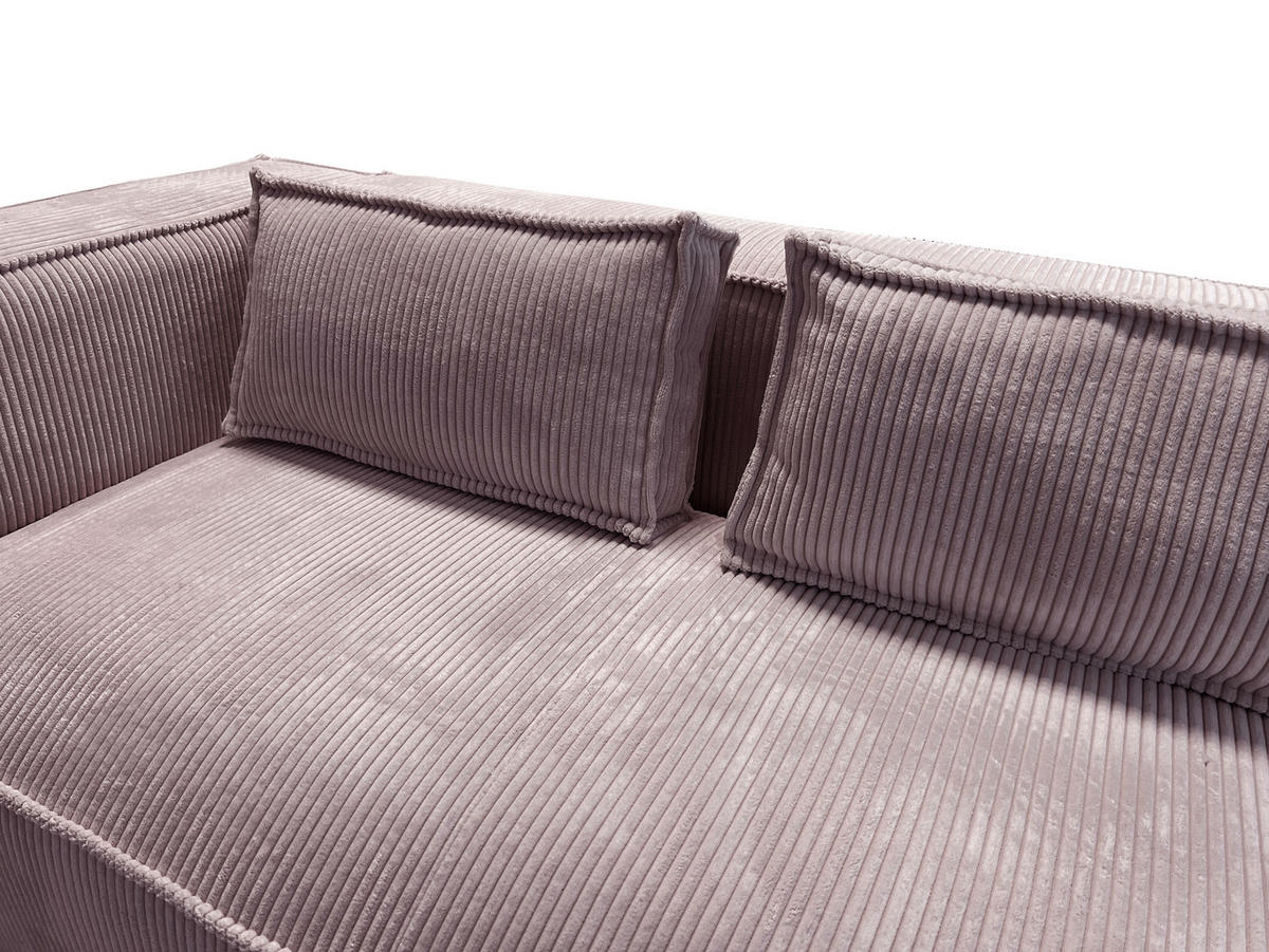 ECKSOFA Nova Puderrosa Cord - Pink/Schwarz, Holz/Kunststoff (262/176cm) - S-Style Möbel