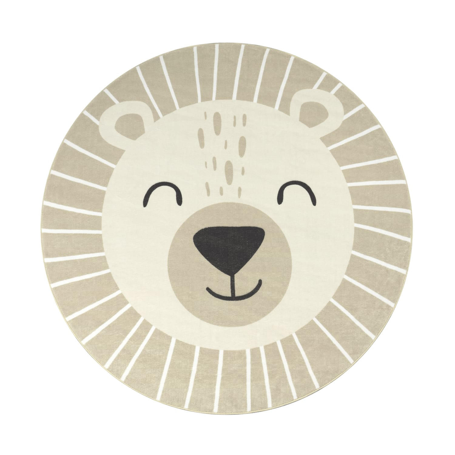 KINDERTEPPICH waschmaschinenwaschbar Löwe Kinderzimmer schmutzabweisend Beige Rund 100D - Beige, Textil (100/100cm) - KADIMA DESIGN