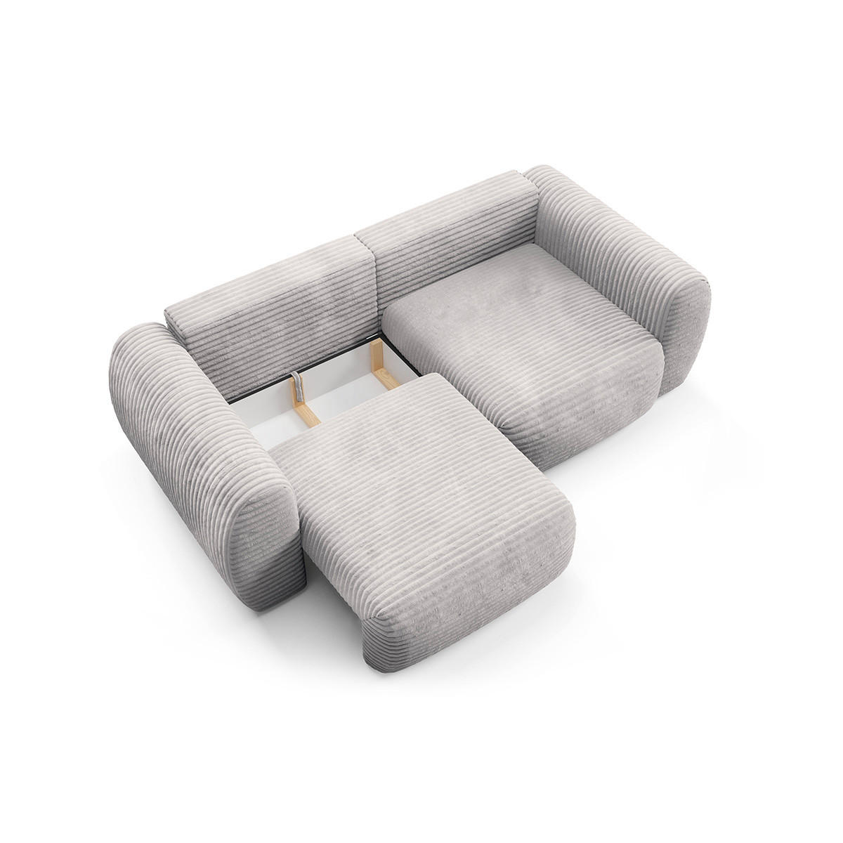 SOFA Camilla 3 Sitzplätze Hellgrau - Grau, Holz (266/95/121cm) - Petits-meubles