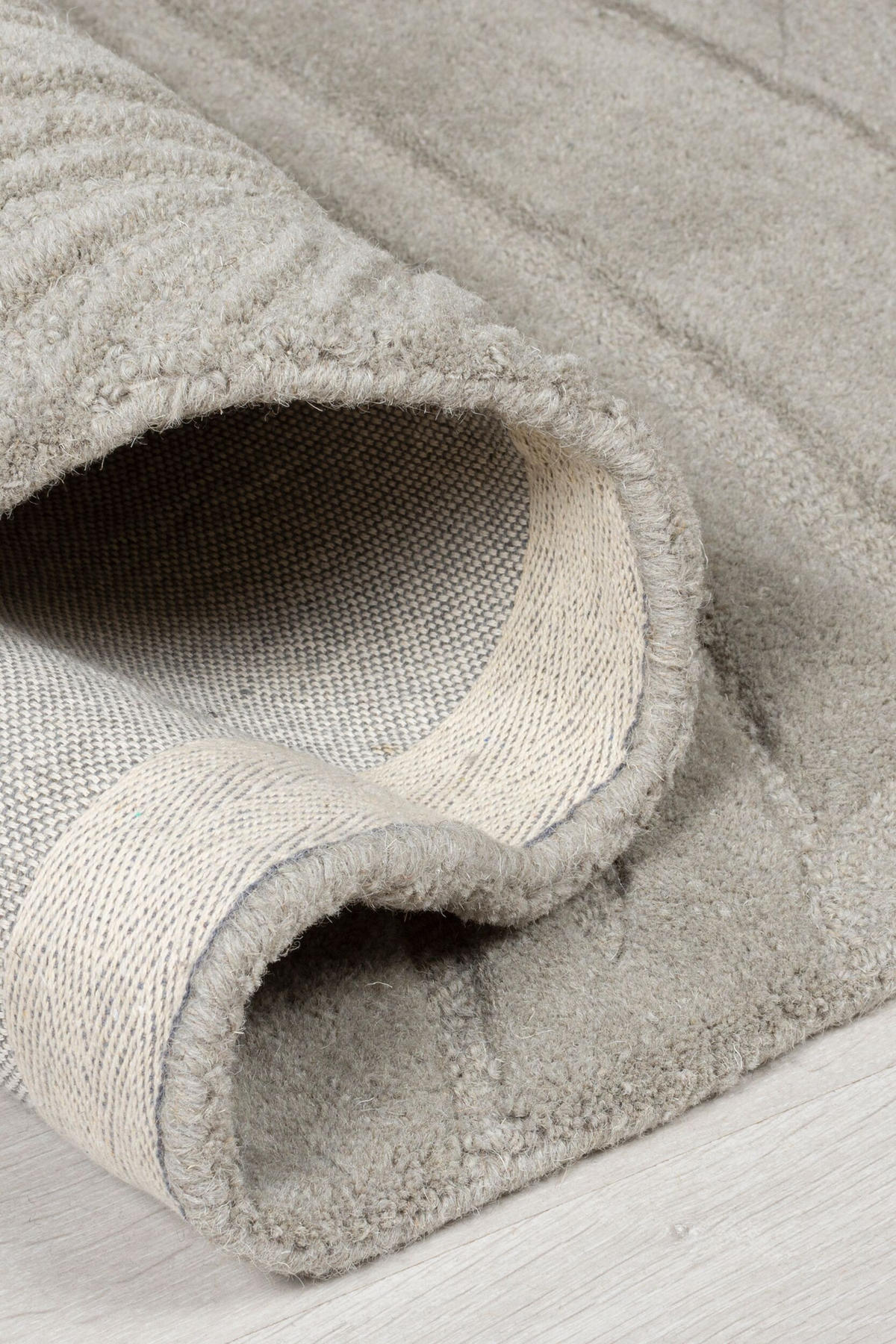WOLLTEPPICH Blatt-Design, handgetuftet LEVEN LEE, Grau 120x170 cm - Grau, Textil (120/170cm) - KADIMA DESIGN