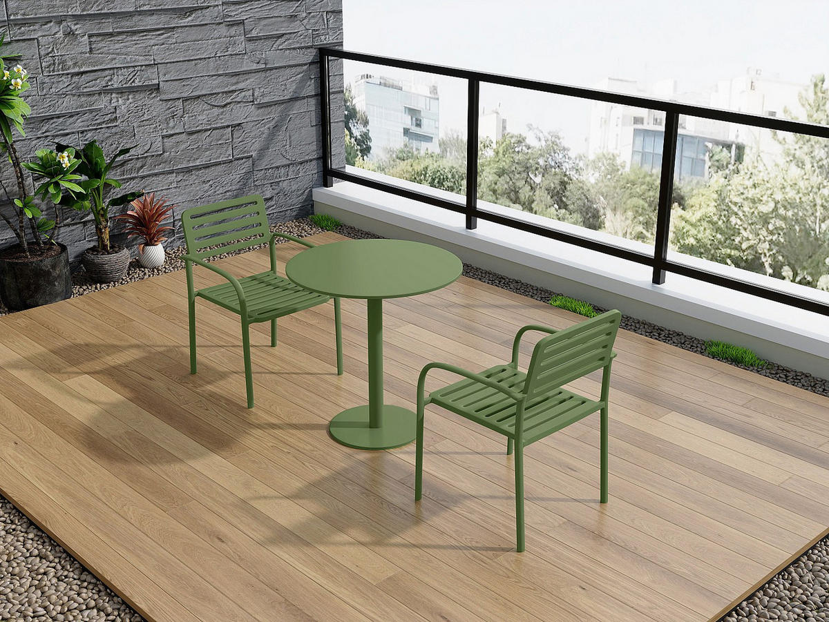 2ER-SET Gartensessel stapelbar aus Metall – Grün – NILY von MYLIA - Grün, Metall - Vente-Unique