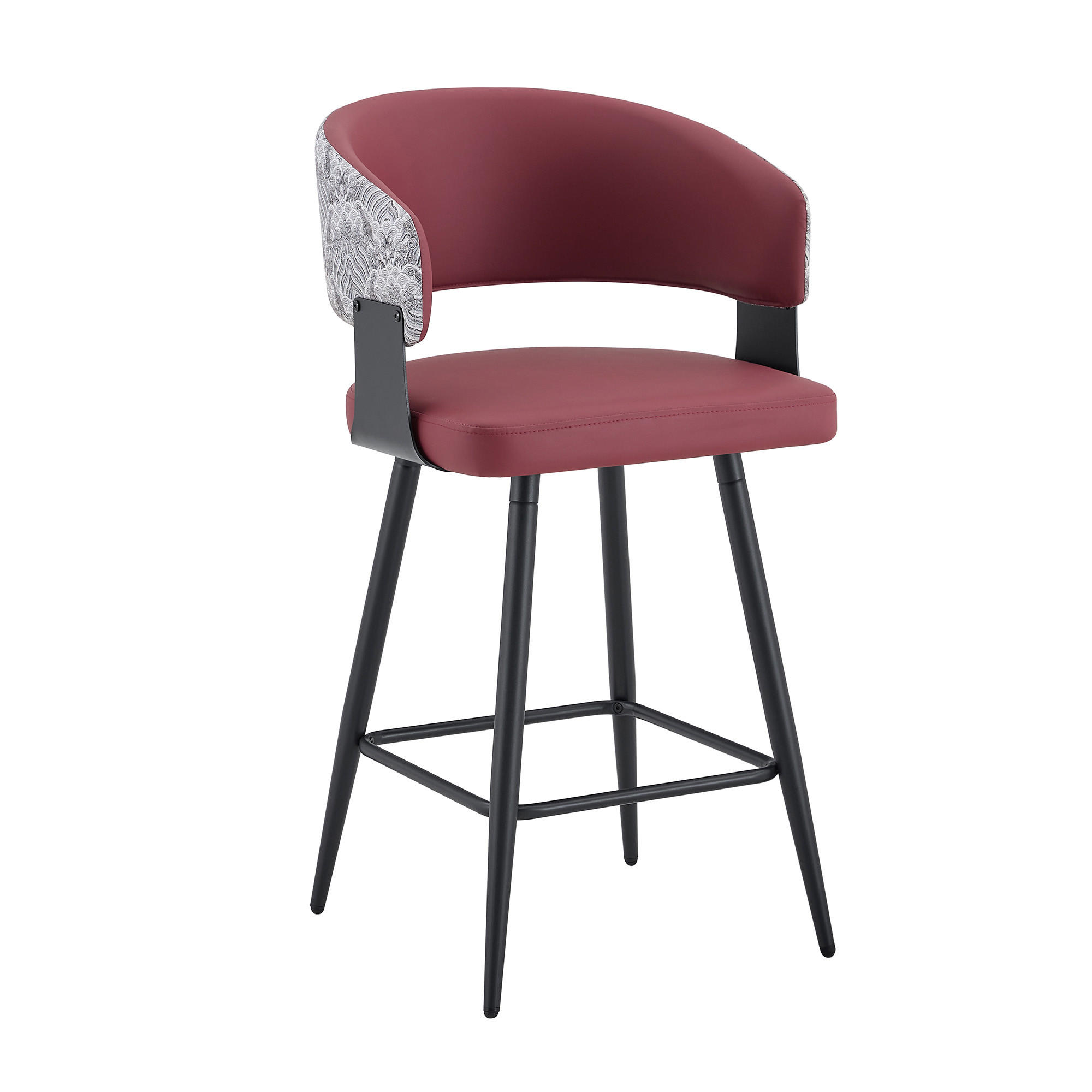 BARHOCKER DE-36674 2er Set mit PU-Bezug und Metallgestell Rot - Rot, Metall (47/94.5/46cm) - ComfortXL