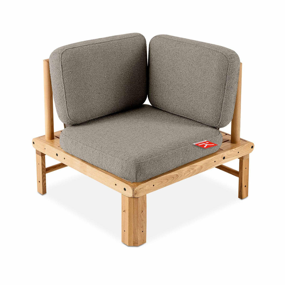 LOUNGESOFA ATREDA links - Grau, Holz/Textil (245/74/150cm) - KONSIMO®