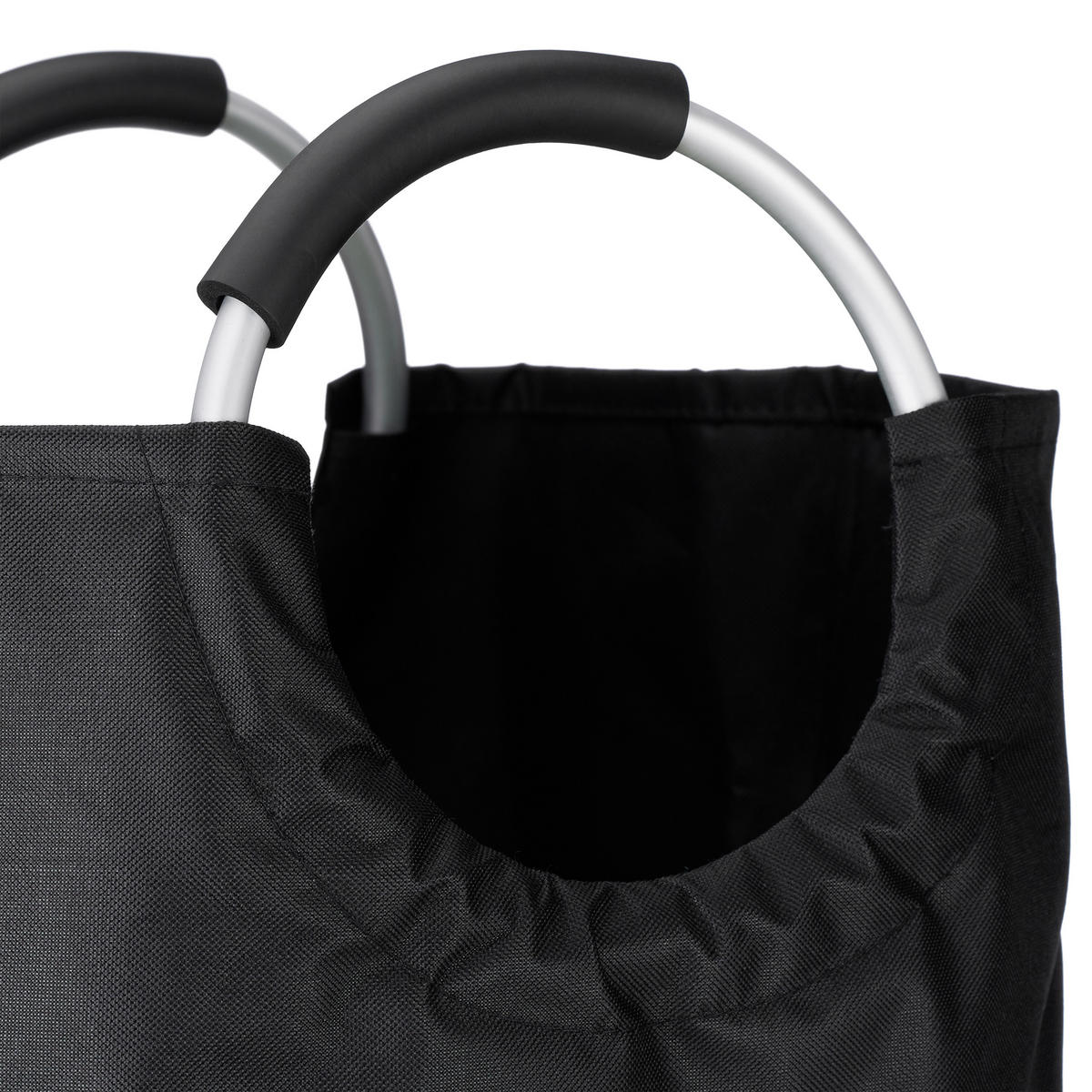 WÄSCHEKORB - Schwarz, Textil/Metall (38/70/38cm) - Relaxdays