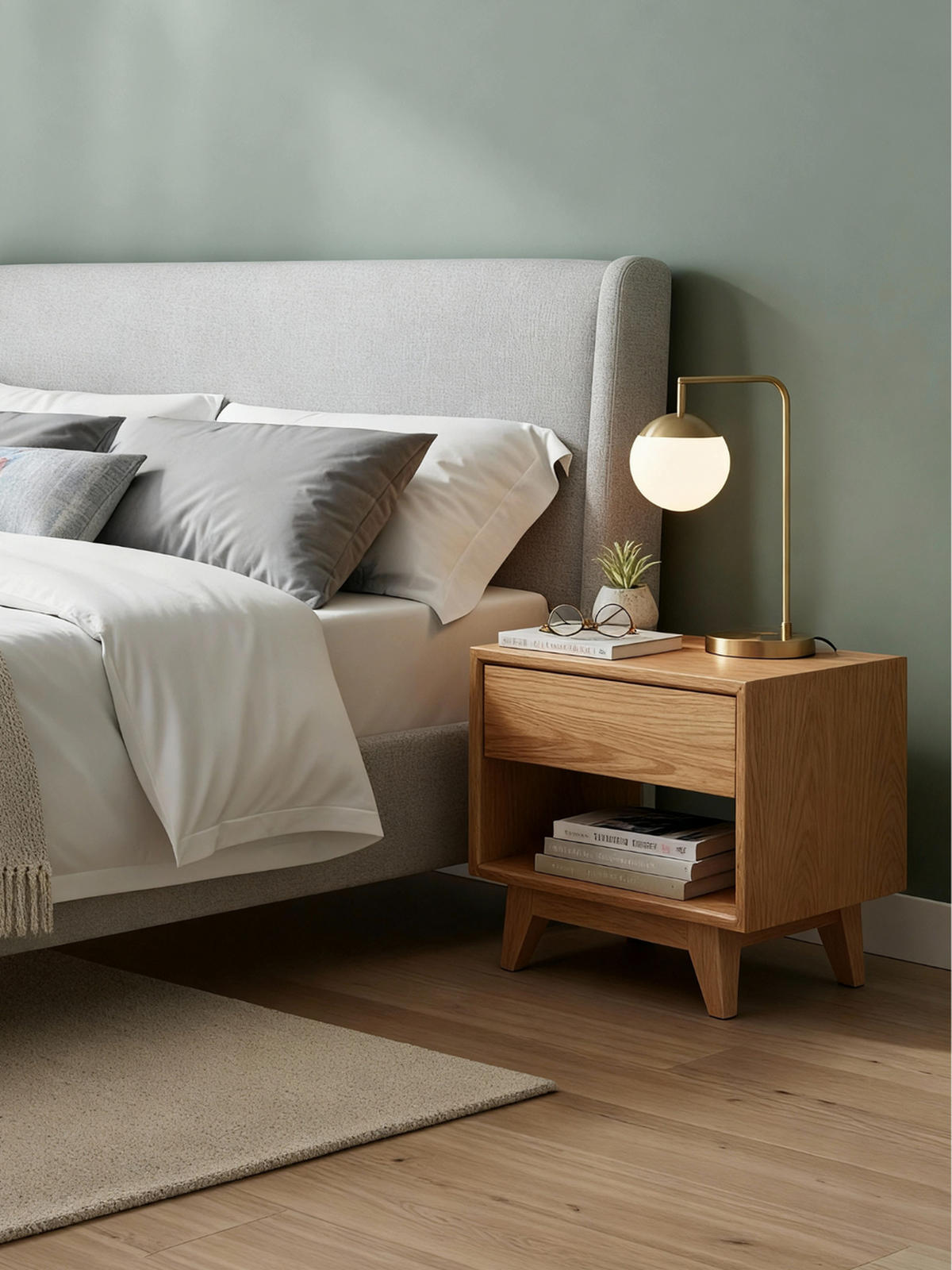 NACHTSCHRANK mit Schublade - Eichefarben, Holz (46/44/34cm) - holz4home