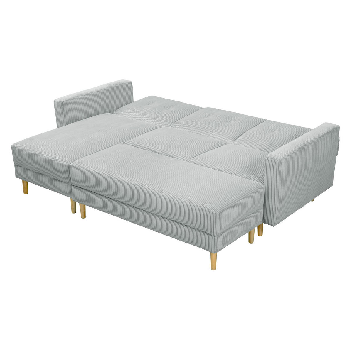 FUNKTIONSSOFA mit Hocker Kattie Cordstoff silber - Silberfarben, Kunststoff (144/230cm) - 58aufmkessel