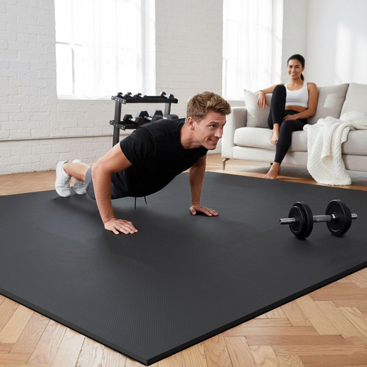 BODENSCHUTZMATTE 30x30x1 cm, Schwarz, 9er Set - Schwarz, Kunststoff (30/30cm) - eyepower