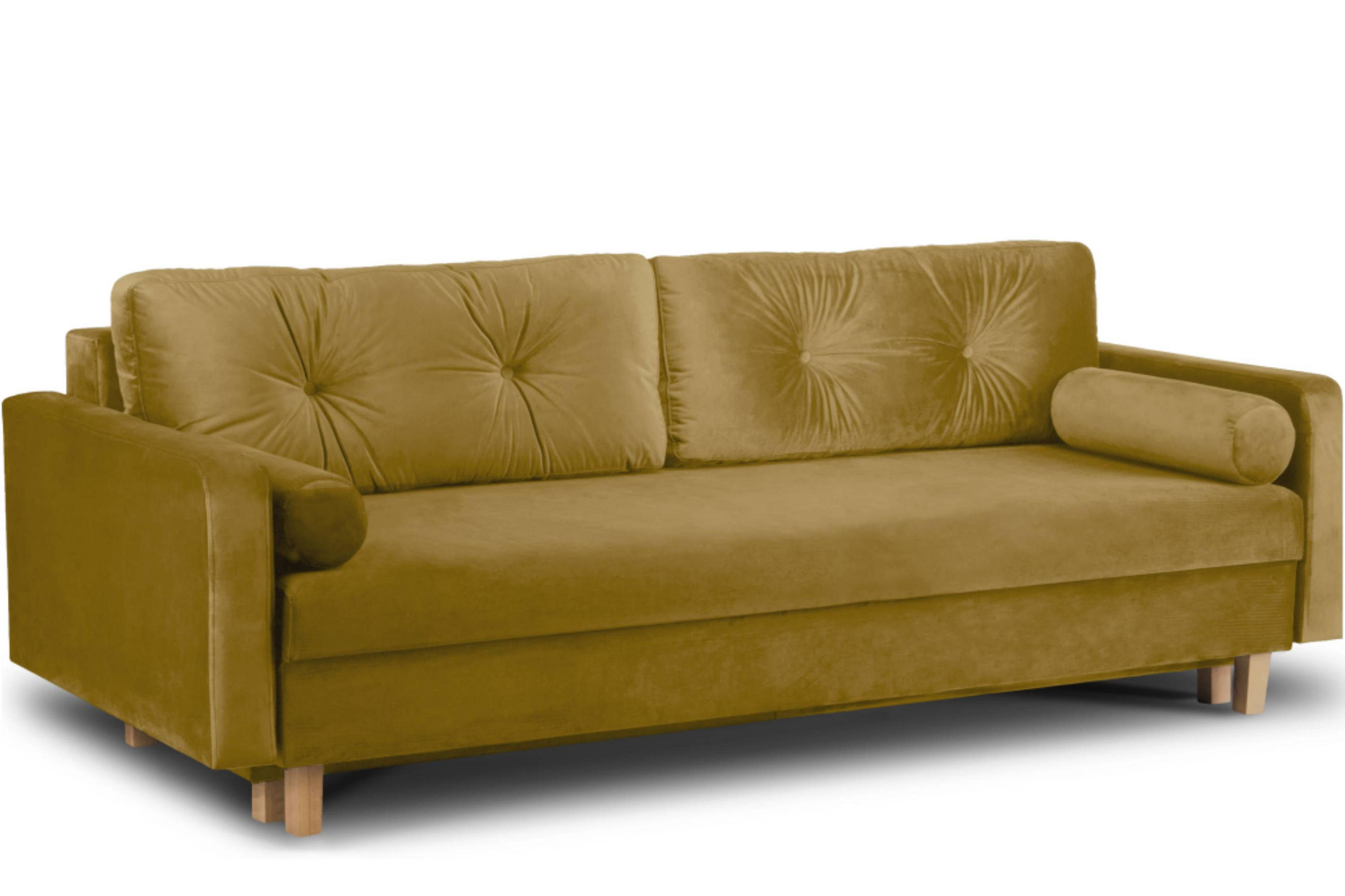 3-SITZER-SCHLAFSOFA ERISO mit weiche Sitzfläche und hohe Rückenlehne, Velour-Stoff, honig - Braun/Honig, Textil (220/80/100cm) - KONSIMO®